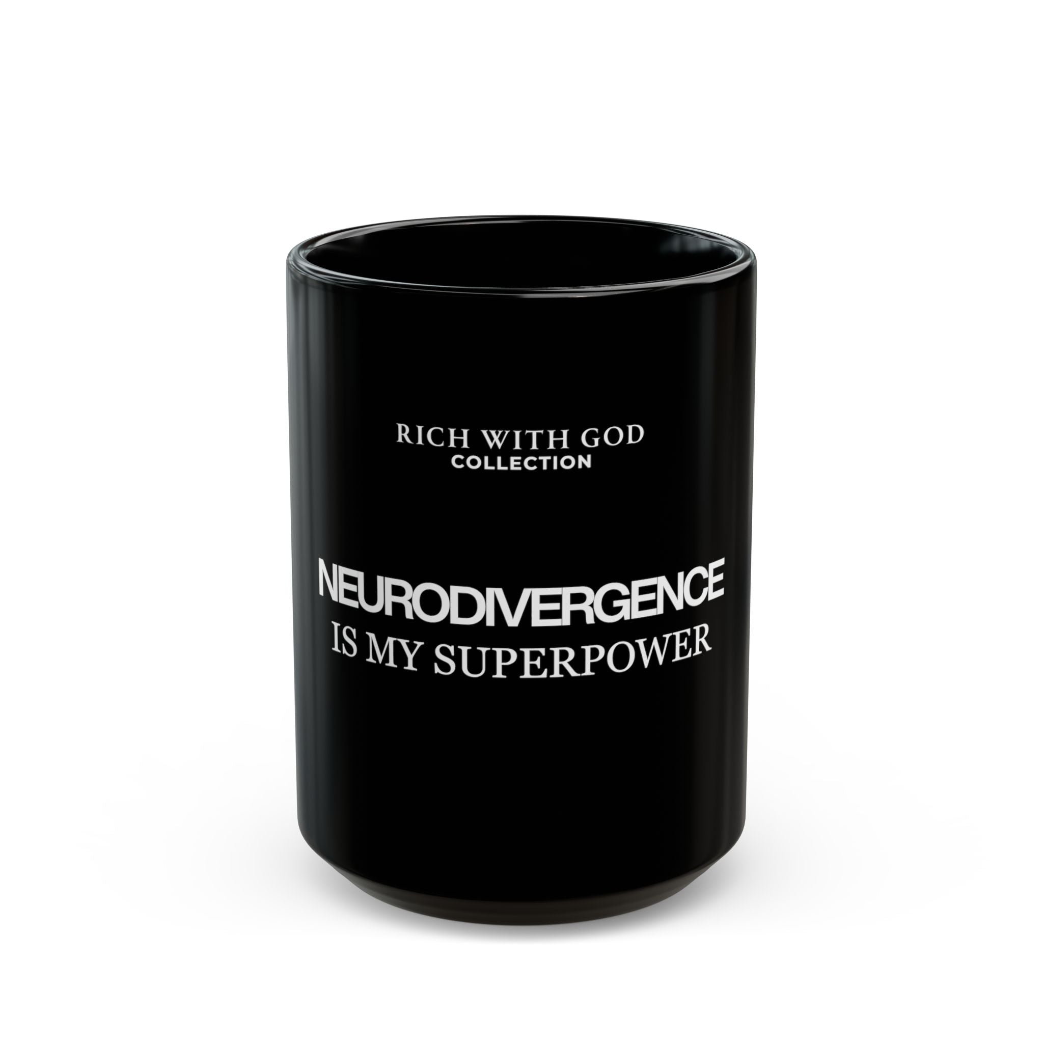 Neurodivergence is My Superpower Black Mug (11oz, 15oz)