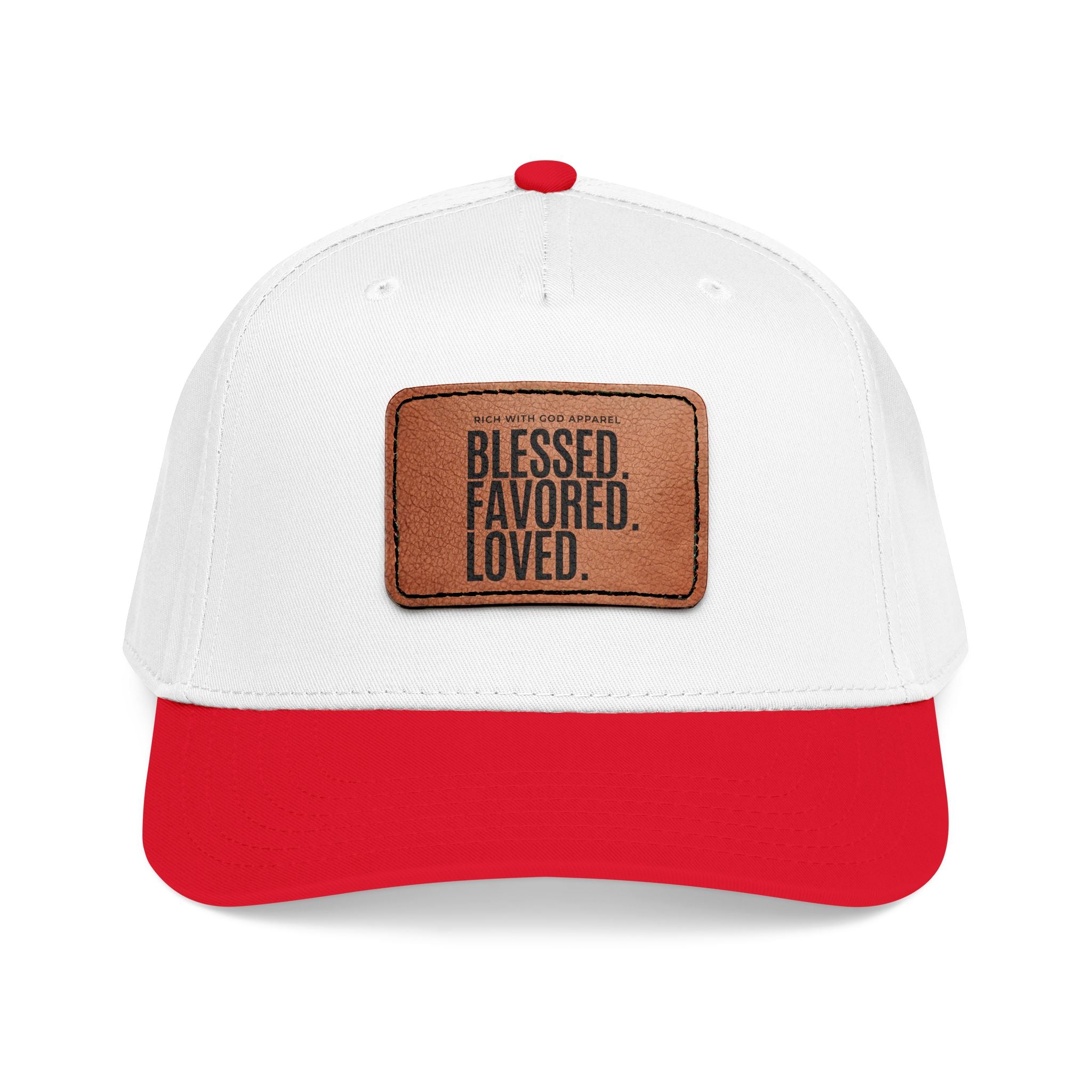 Blessed. Favored. Loved. Leather Patch Baseball Cap