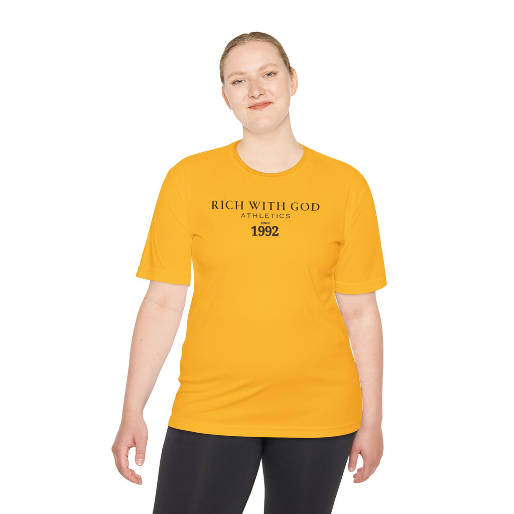Rich With God Athletics Unisex Moisture Wicking Tee