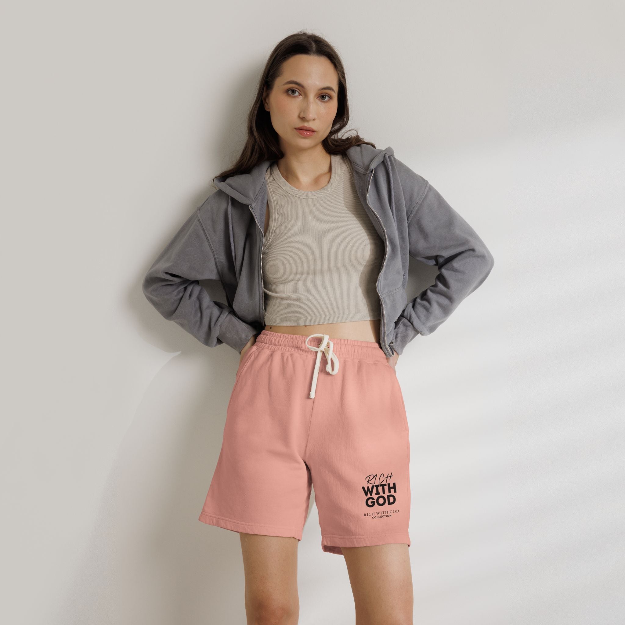 Rich With God Unisex Garment-Dyed Lightweight Fleece Sweat Shorts