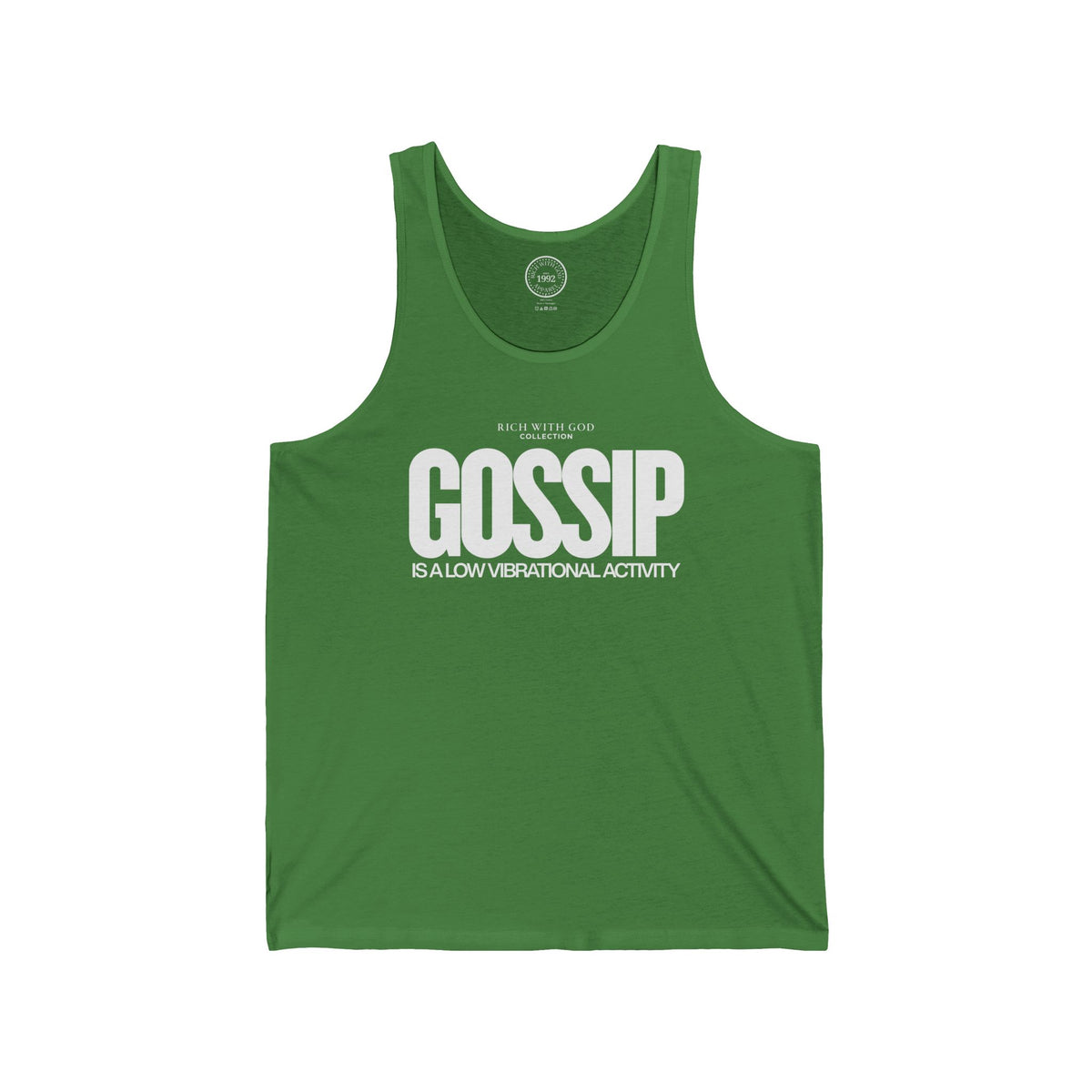 Gossip is a Low Vibrational Activity Unisex Jersey Tank