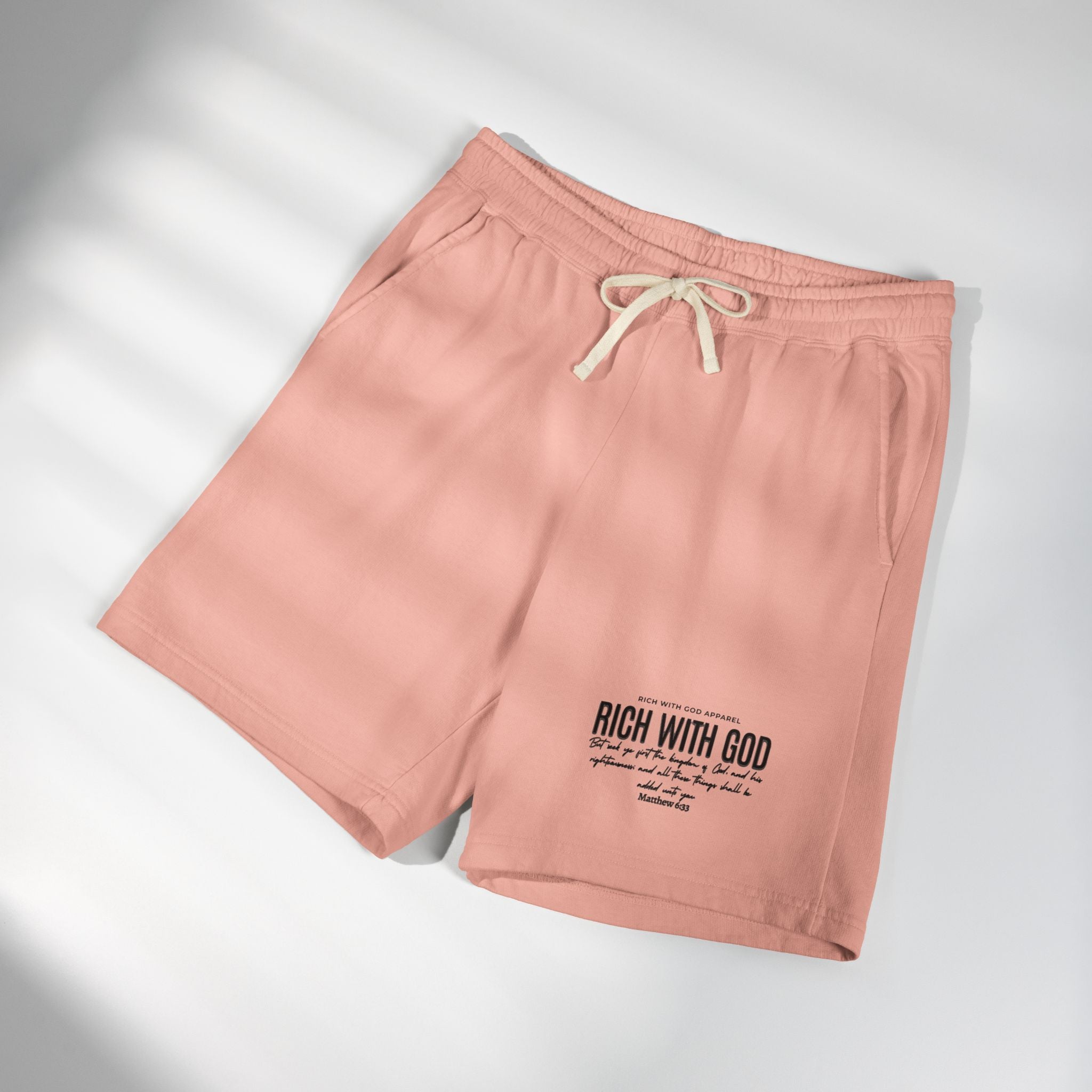 Rich With God Matthew 6:33 Unisex Garment-Dyed Lightweight Fleece Sweat Shorts