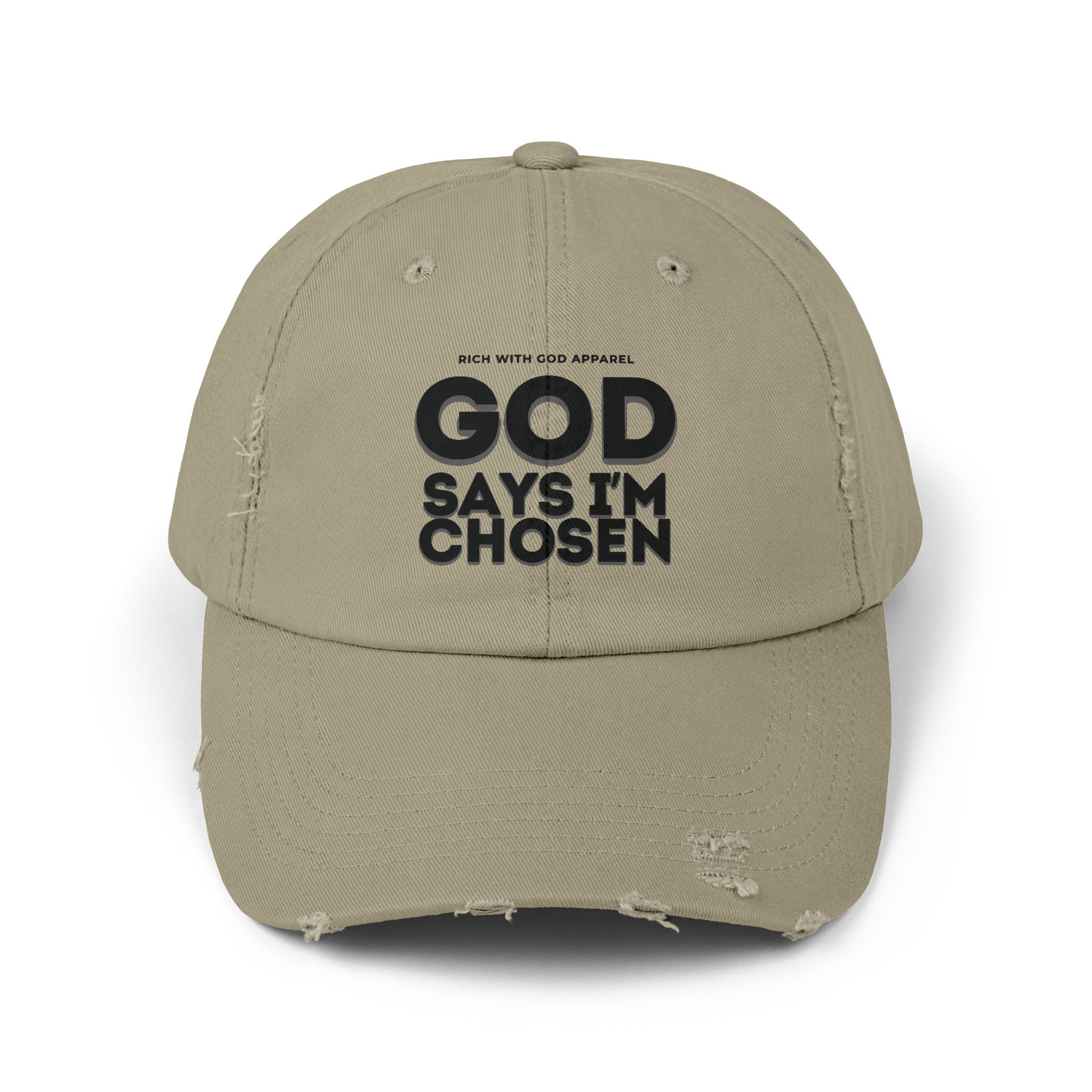 God Says I'm Chosen Unisex Distressed Cap