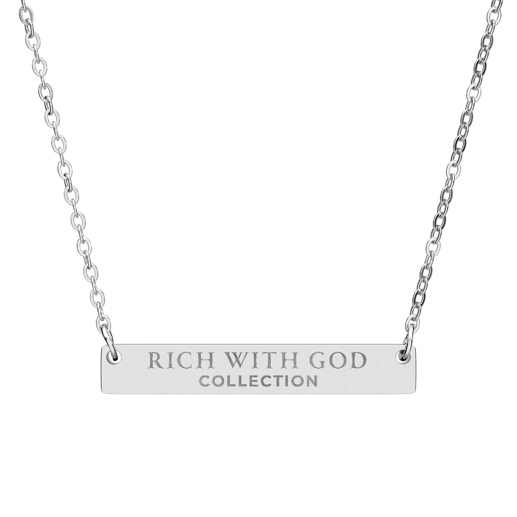 Rich With God Horizontal Bar Necklace (Engraving)