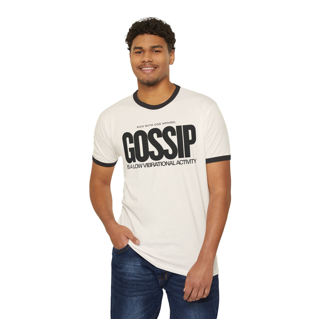Gossip is a Low Vibrational Activity Unisex Cotton Ringer T-Shirt