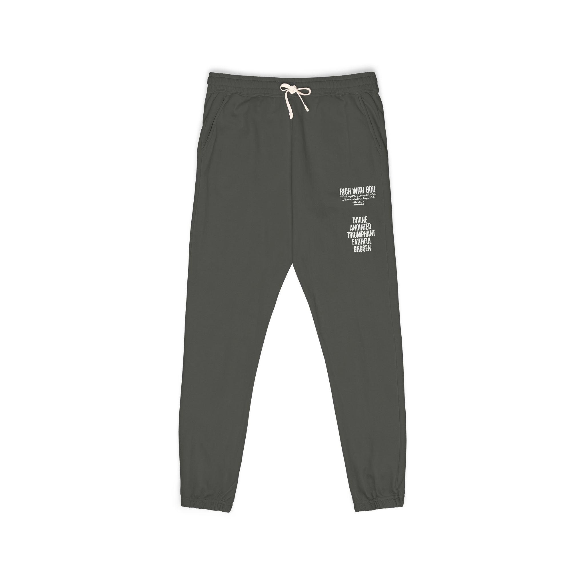 Rich With God Matthew 6:33 Graphic Fleece Sweatpants
