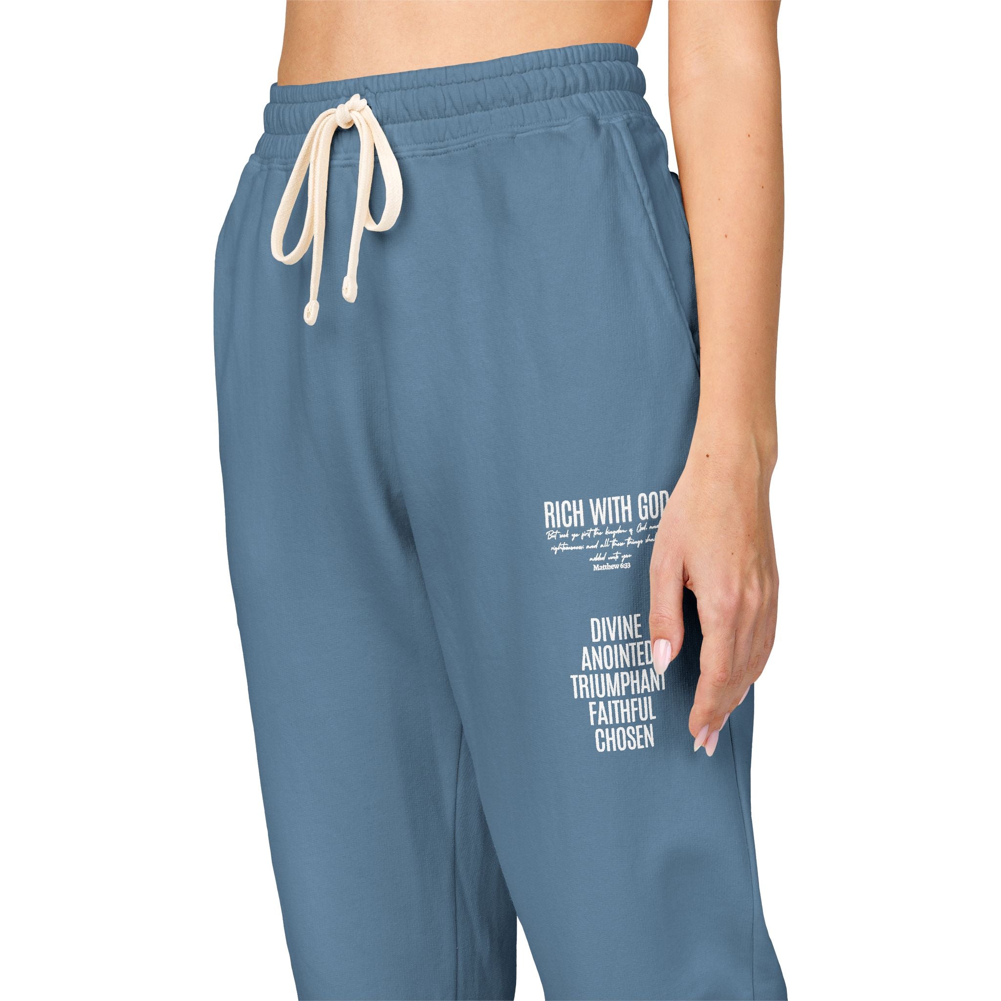 Rich With God Matthew 6:33 Graphic Fleece Sweatpants
