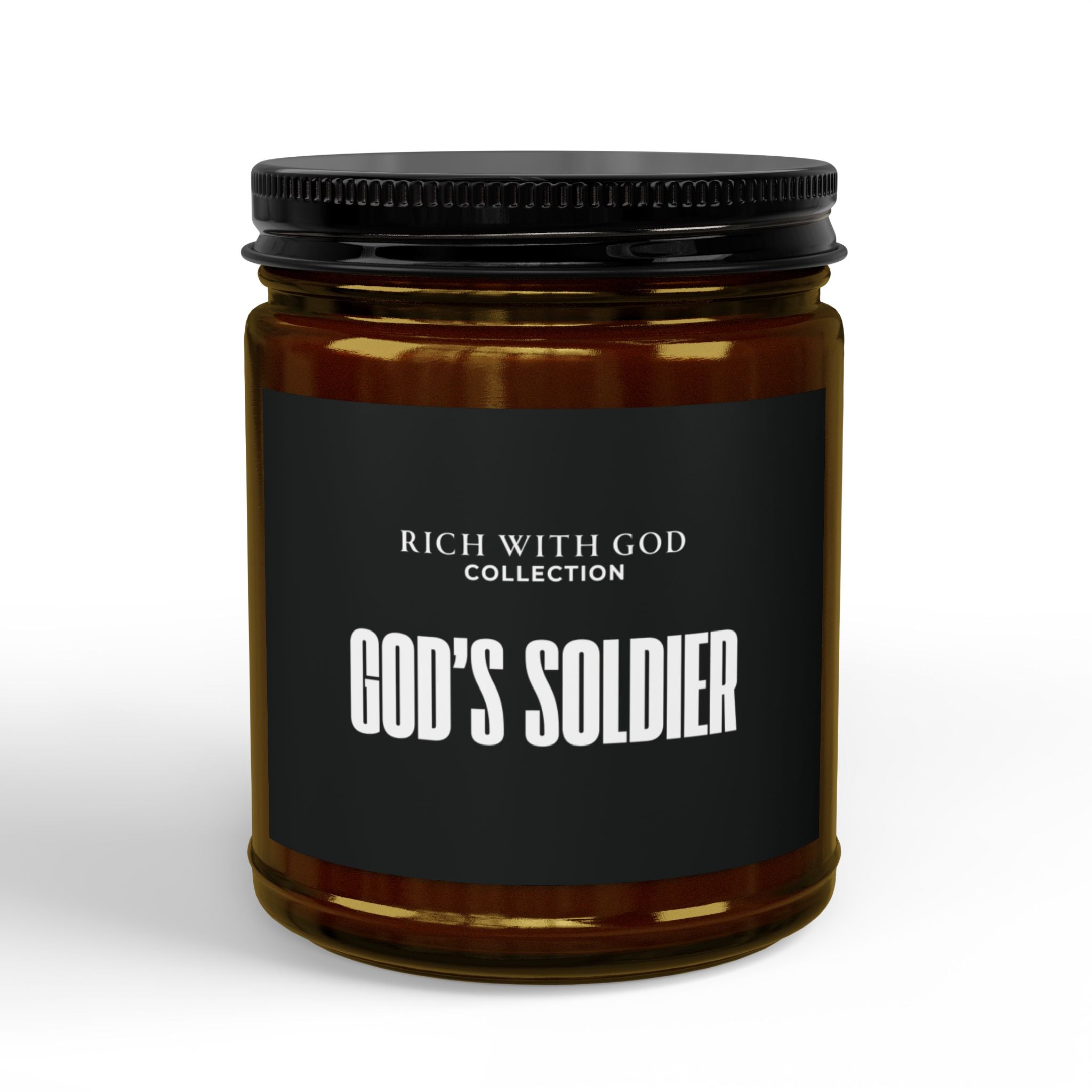 God's Soldier Scented Soy Candles with Black Lid, (4 and 9oz)