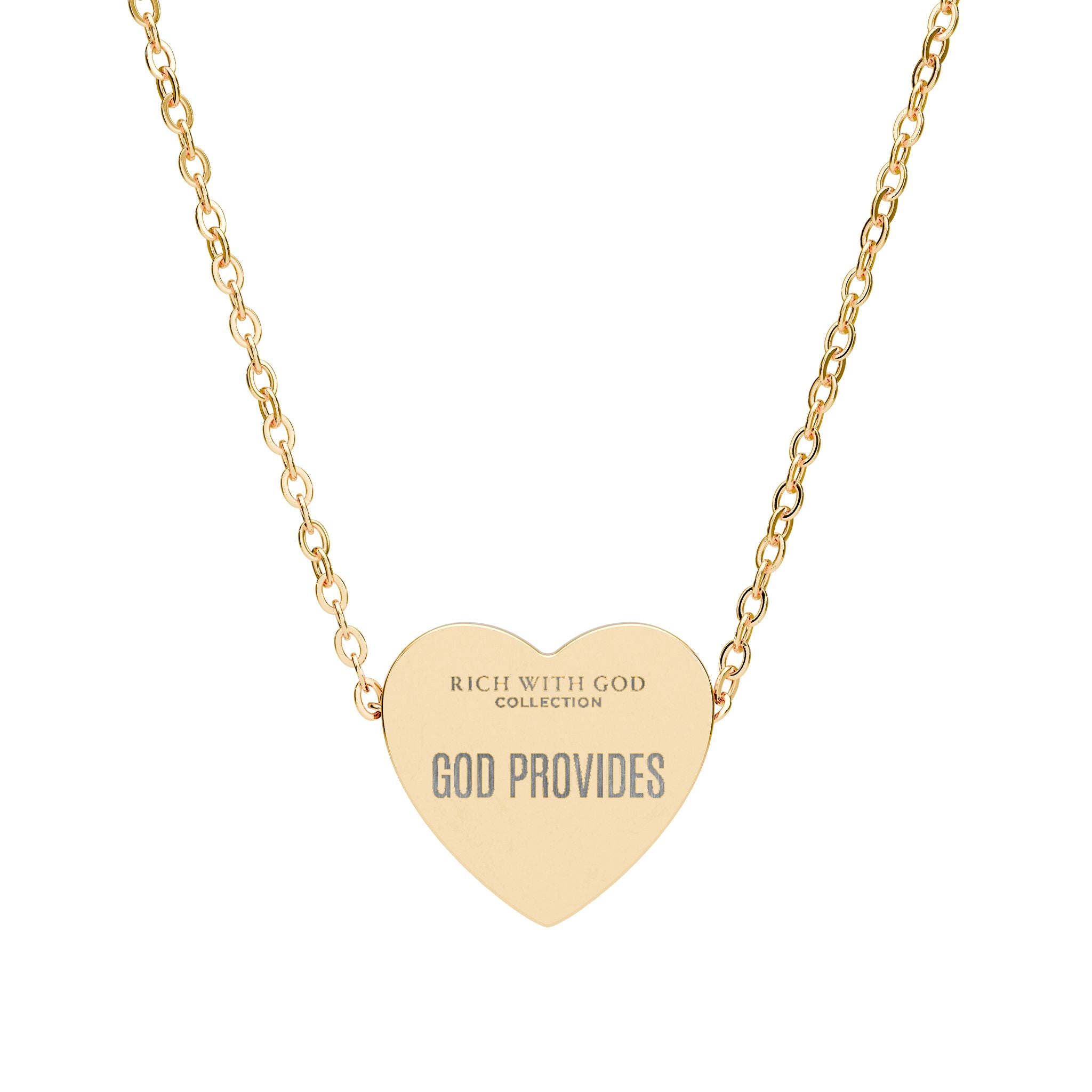 God Provides Heart Necklace (Engraving)