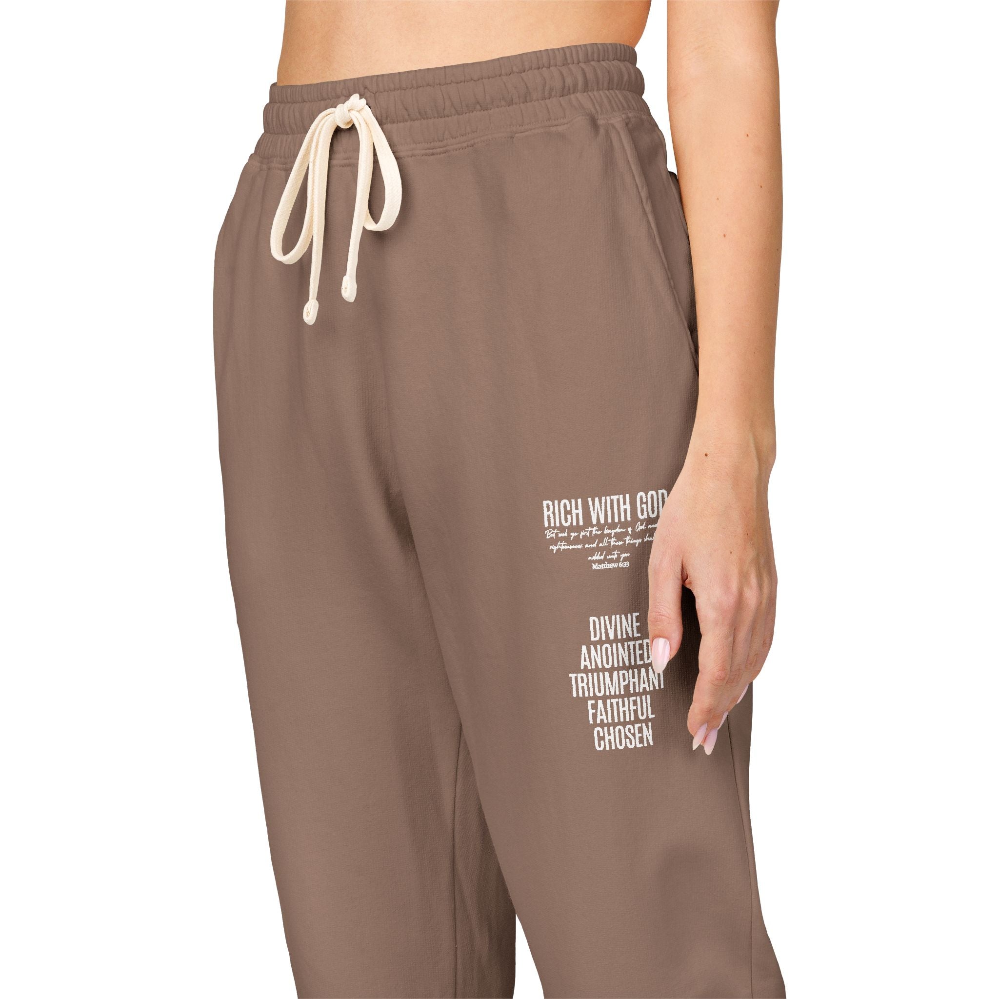 Rich With God Matthew 6:33 Graphic Fleece Sweatpants