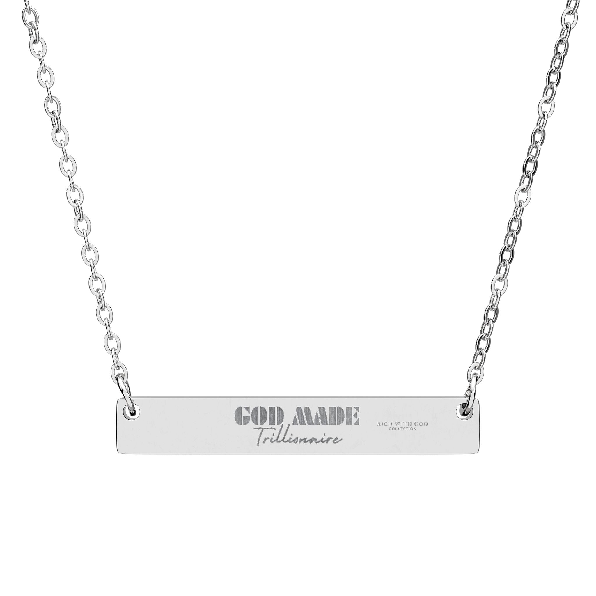 God Made Trillionaire Horizontal Bar Necklace (Engraving)