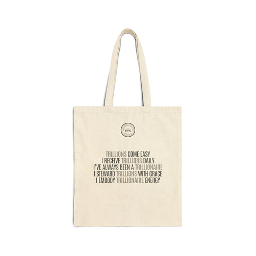 God Made Trillionaire Beige Cotton Canvas Tote Bag