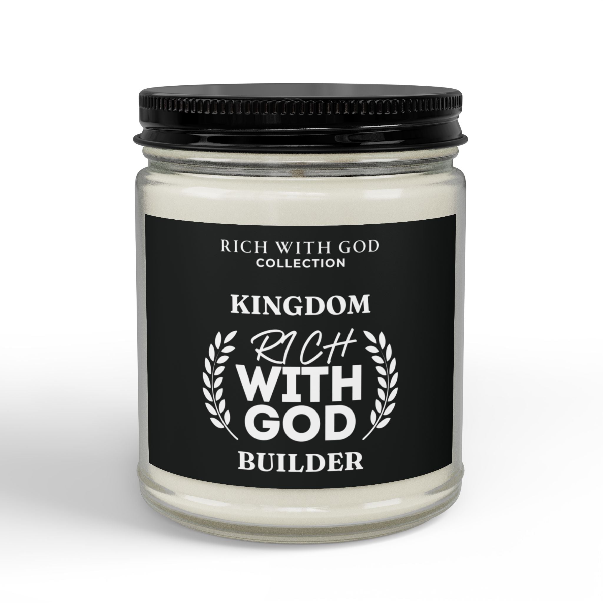 Kingdom Builder Scented Soy Candles with Black Lid, (4 and 9oz)