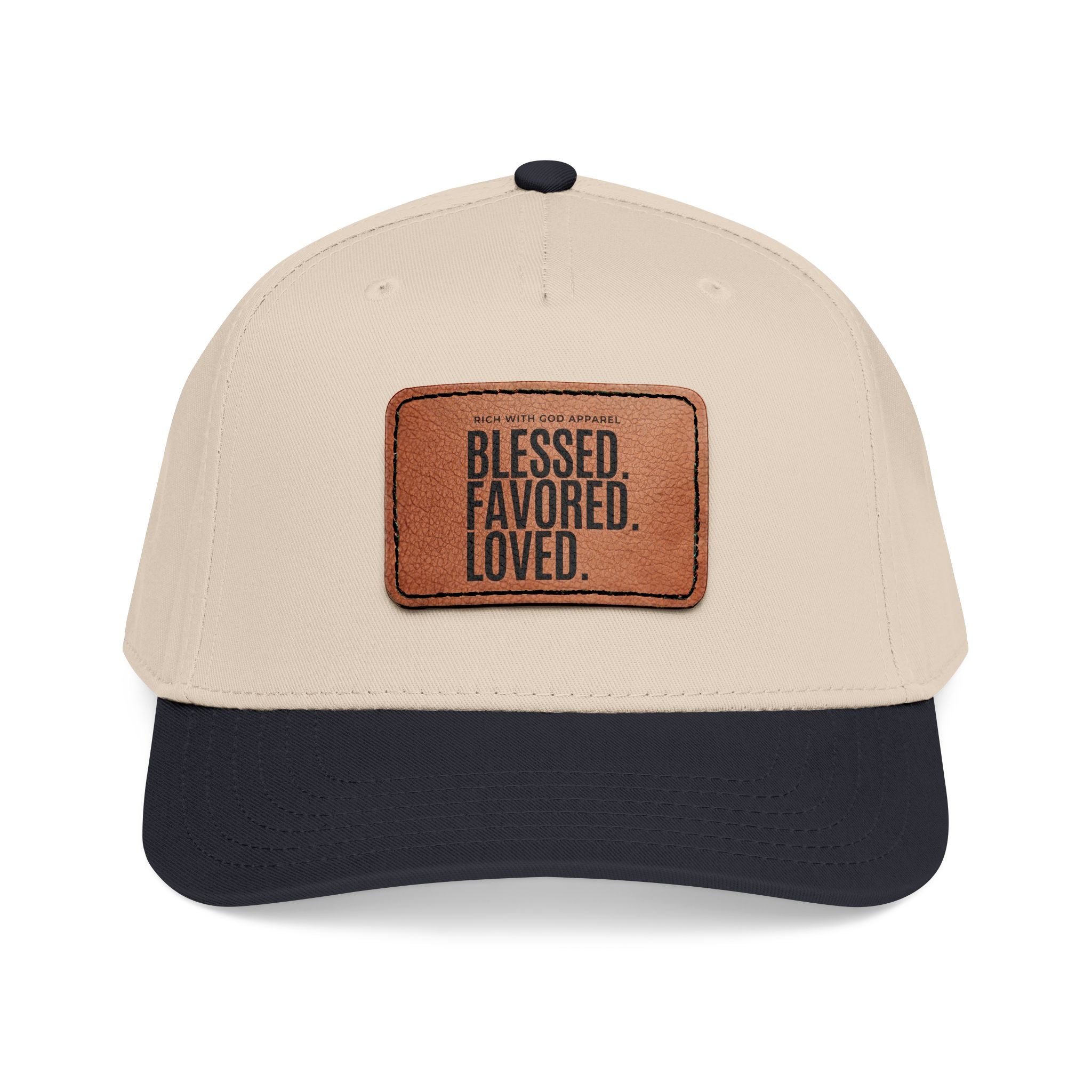 Blessed. Favored. Loved. Leather Patch Baseball Cap