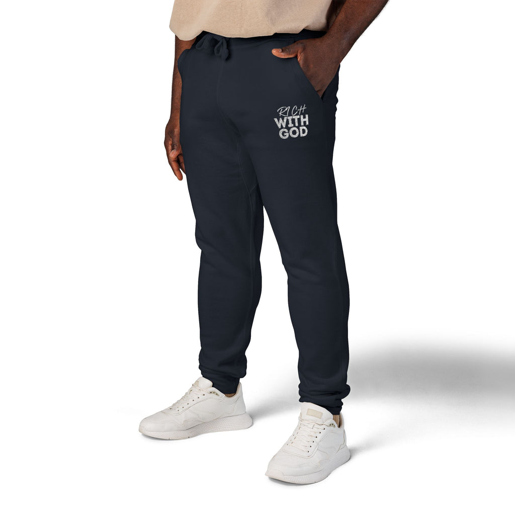 Rich With God Unisex Fleece Sweatpants (Embroidery)