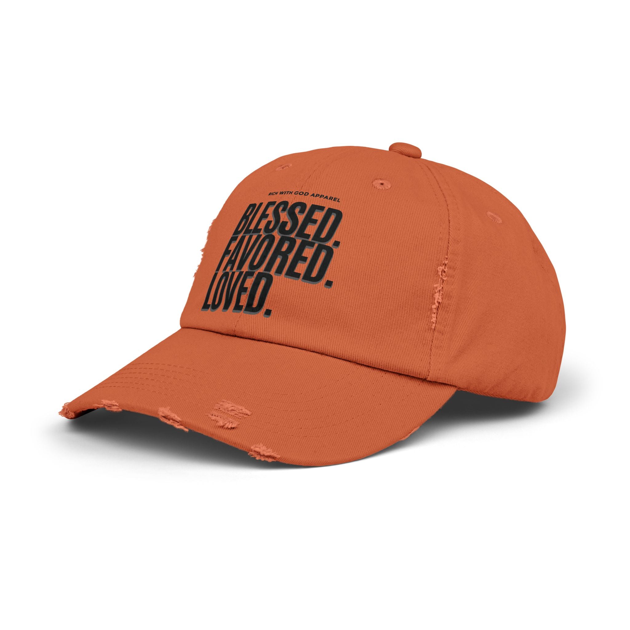 Blessed. Favored. Loved. Unisex Distressed Cap