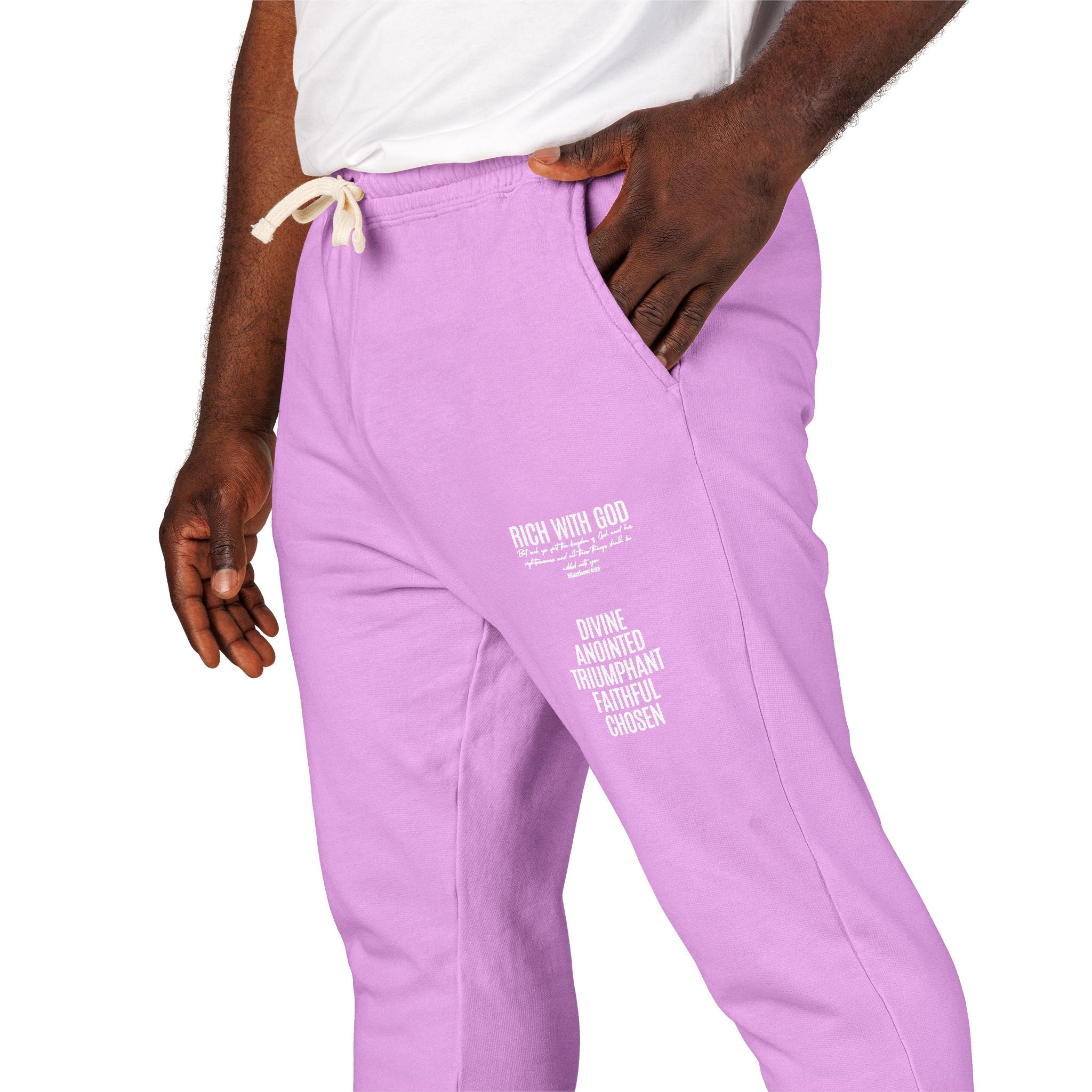 Rich With God Matthew 6:33 Graphic Fleece Sweatpants