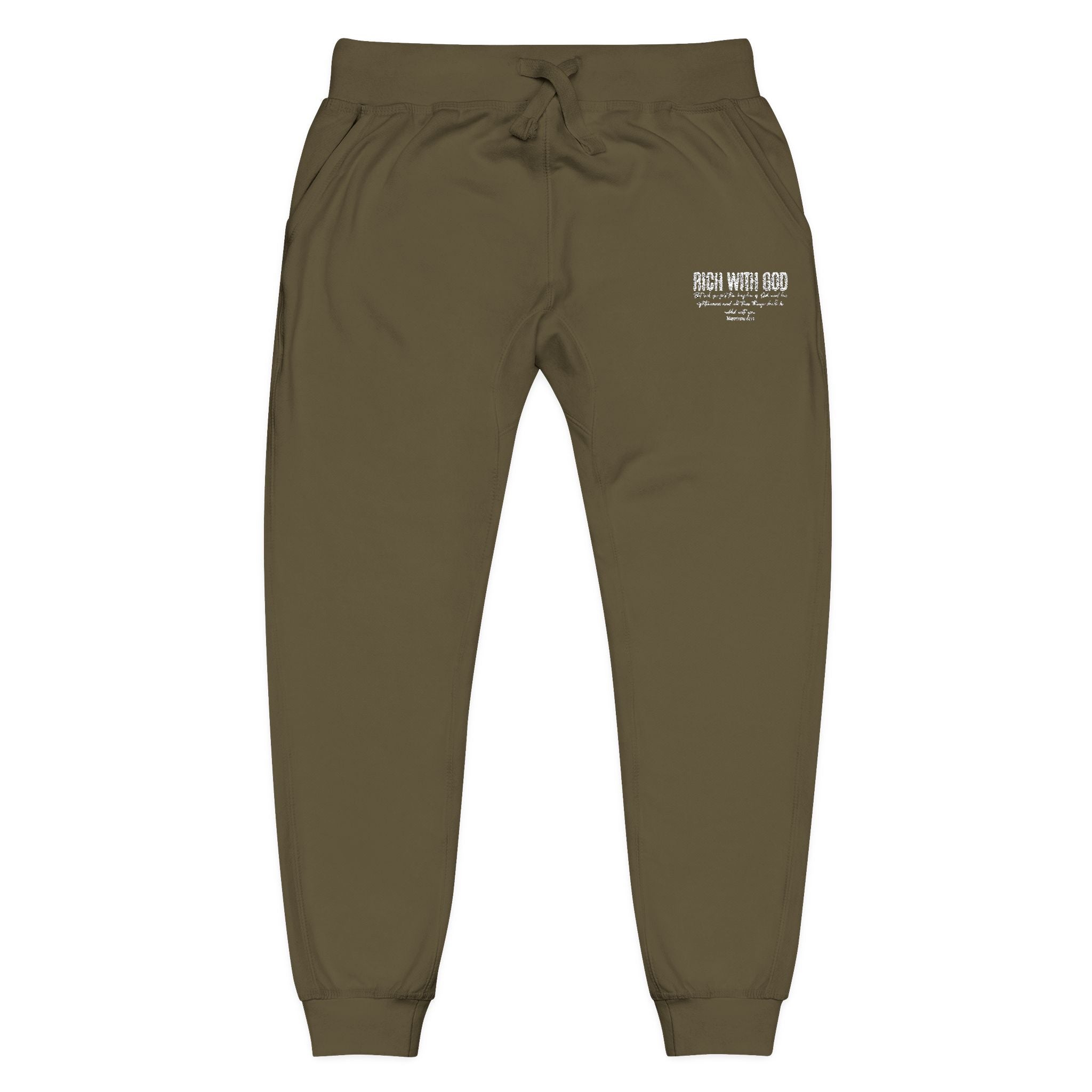 Rich With God Matthew 6:33 Unisex Fleece Sweatpants (Embroidery)
