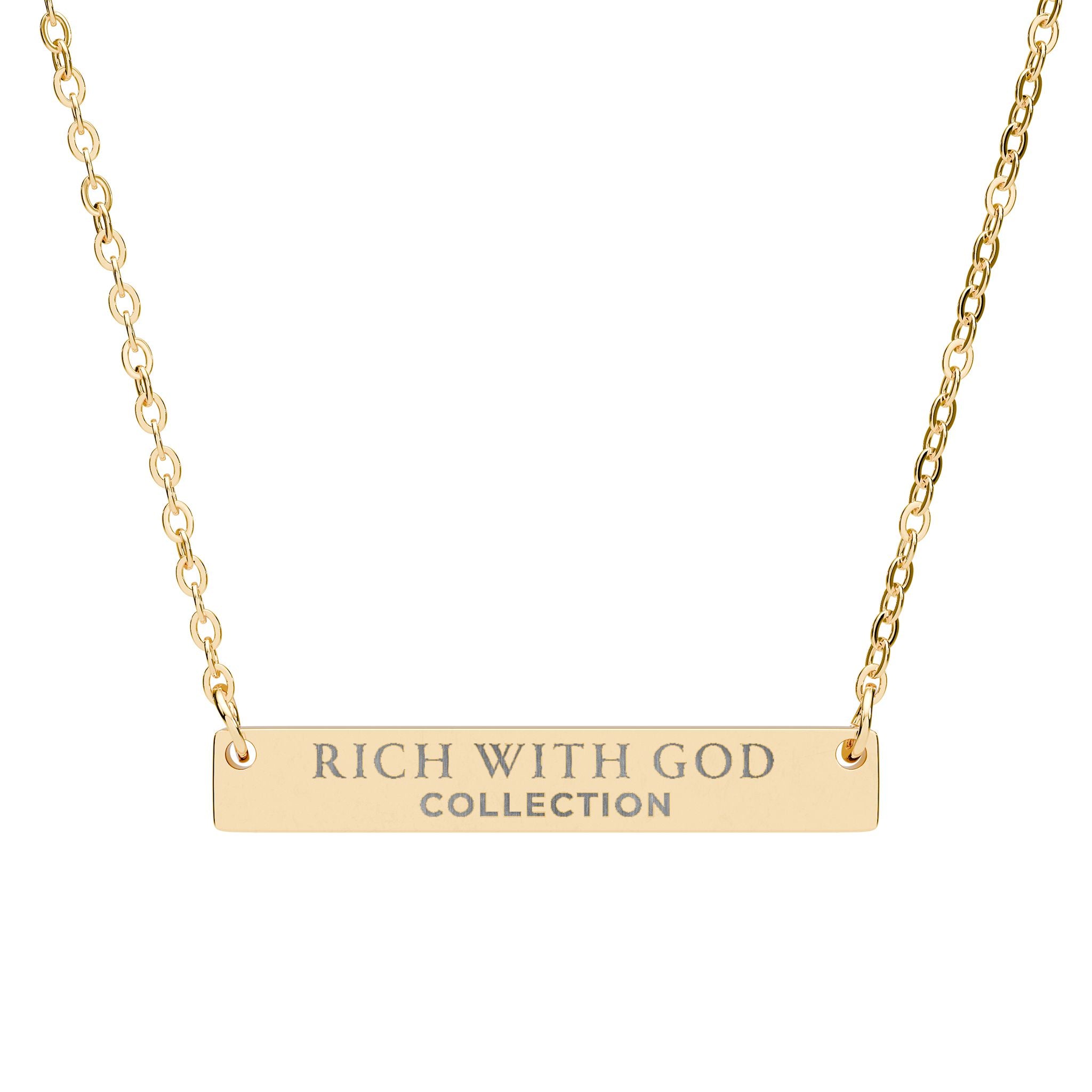 Rich With God Horizontal Bar Necklace (Engraving)
