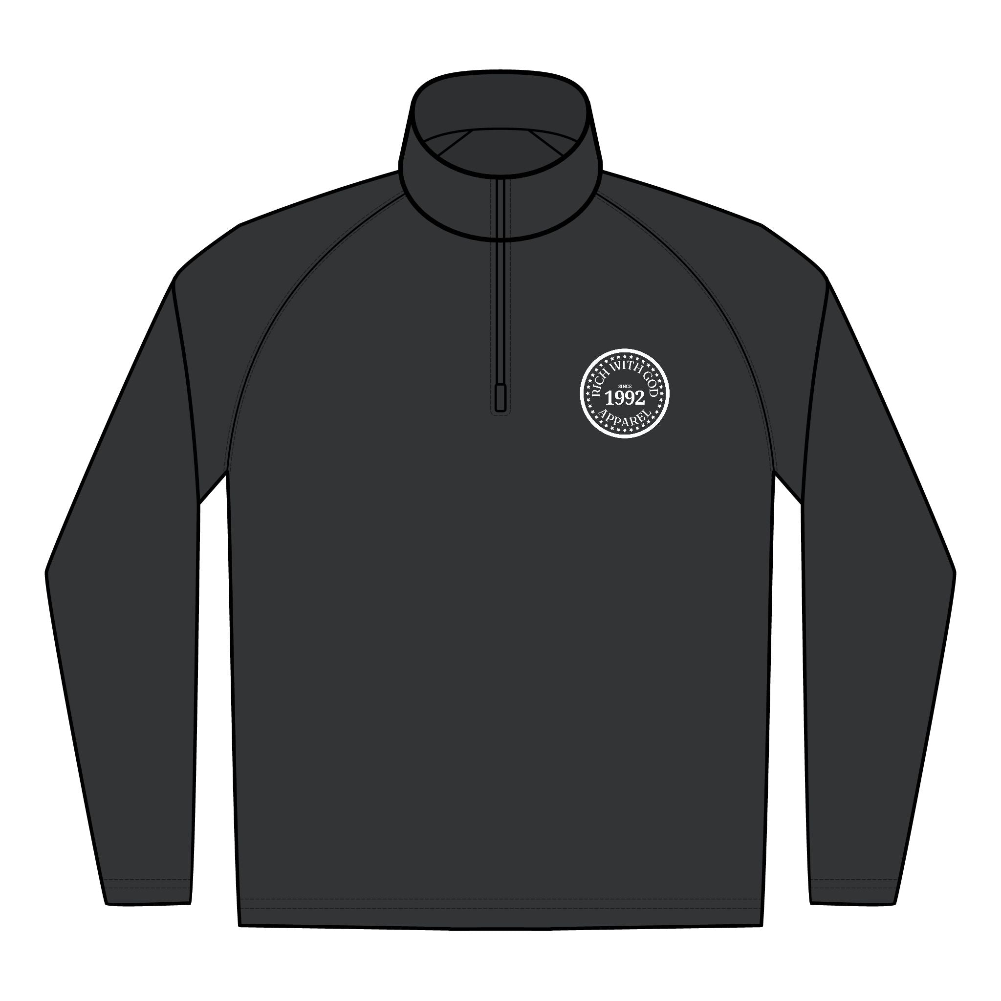 Rich With God Embroidered Quarter-Zip Pullover