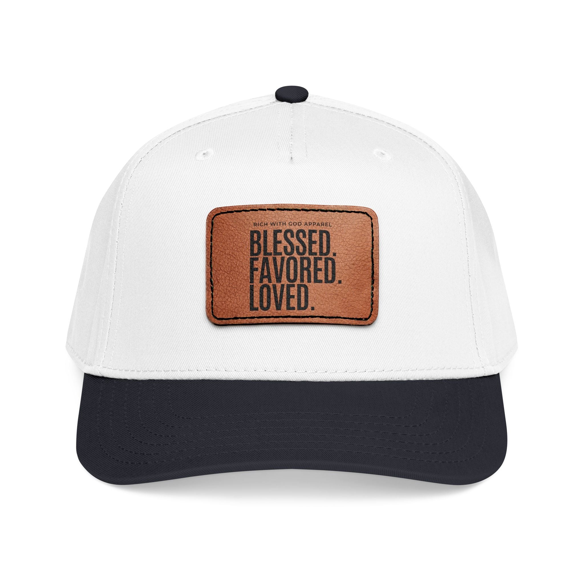 Blessed. Favored. Loved. Leather Patch Baseball Cap