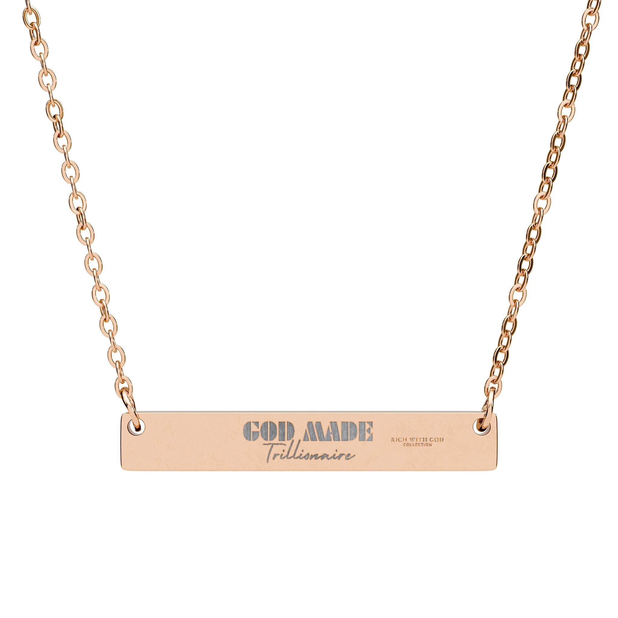 God Made Trillionaire Horizontal Bar Necklace (Engraving)