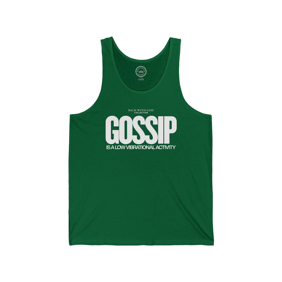 Gossip is a Low Vibrational Activity Unisex Jersey Tank