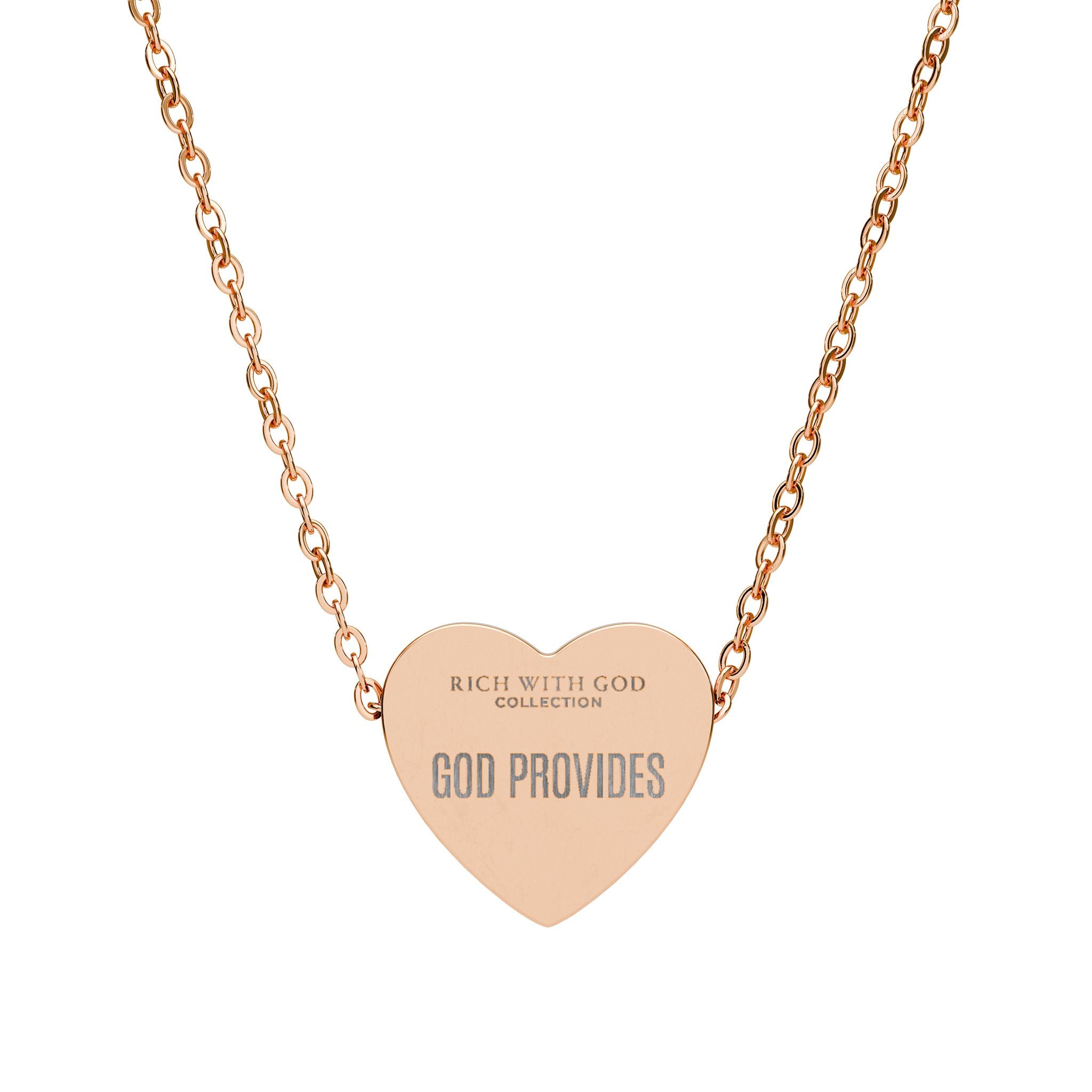 God Provides Heart Necklace (Engraving)