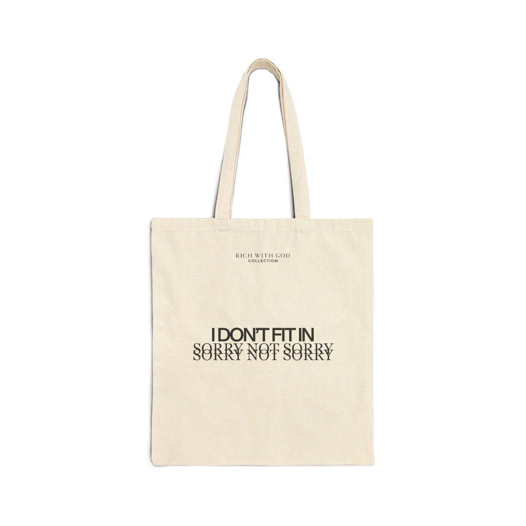 I Don't Fit In Beige Cotton Canvas Tote Bag