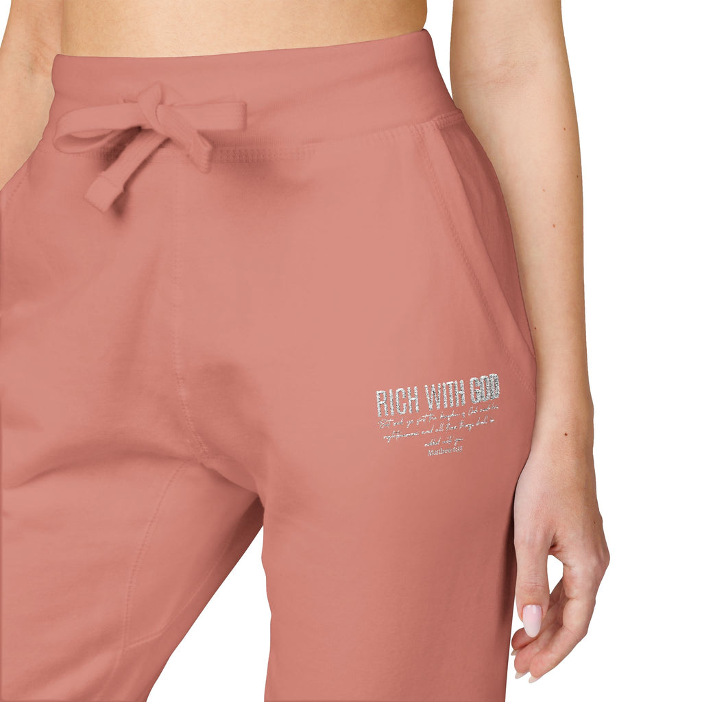 Rich With God Matthew 6:33 Unisex Fleece Sweatpants (Embroidery)