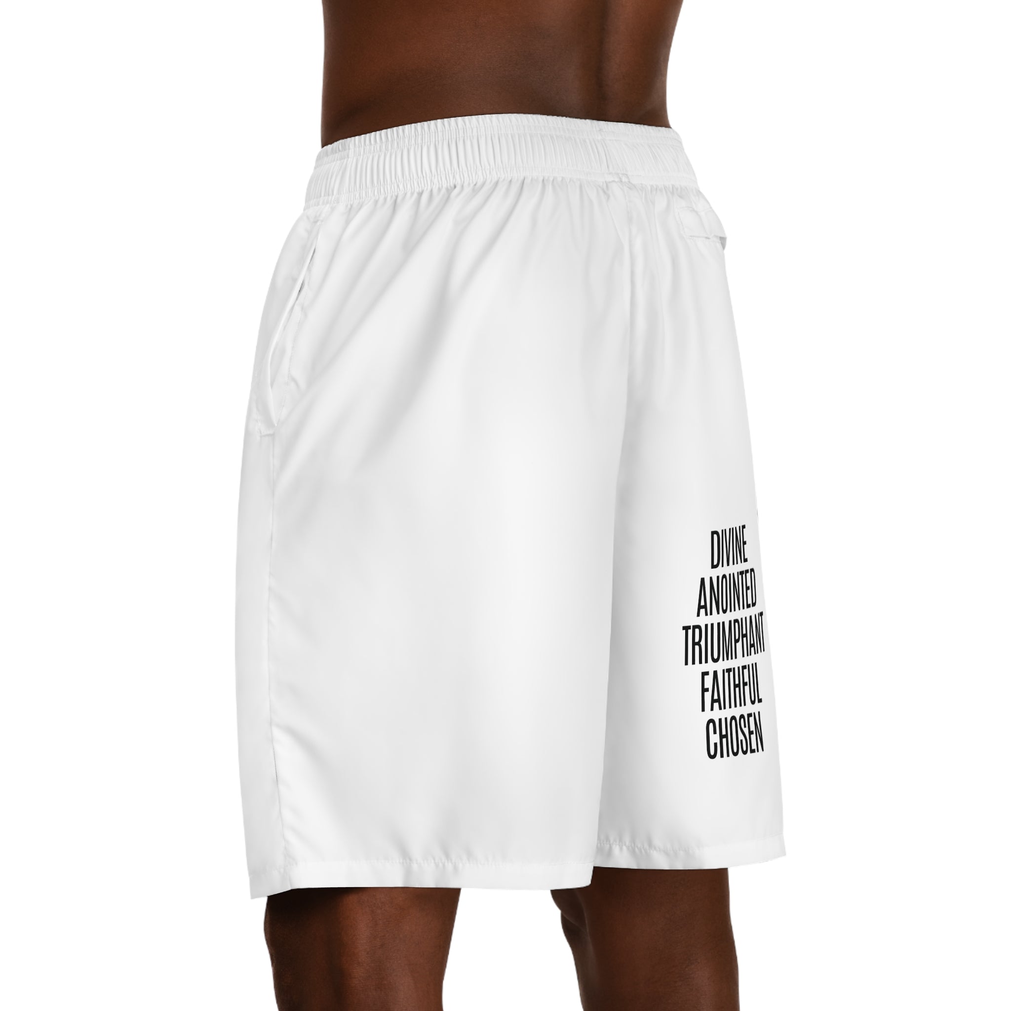 "Rich With God" Graphic Jogger Shorts (White)