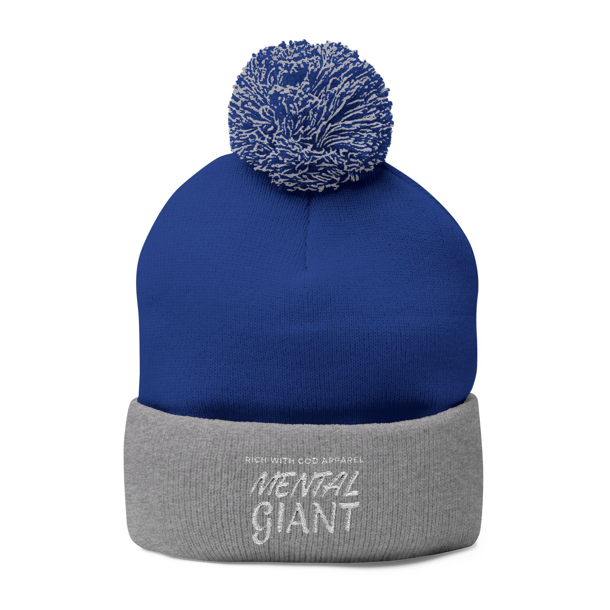 Mental Giant Embroidered Pom-Pom Beanie
