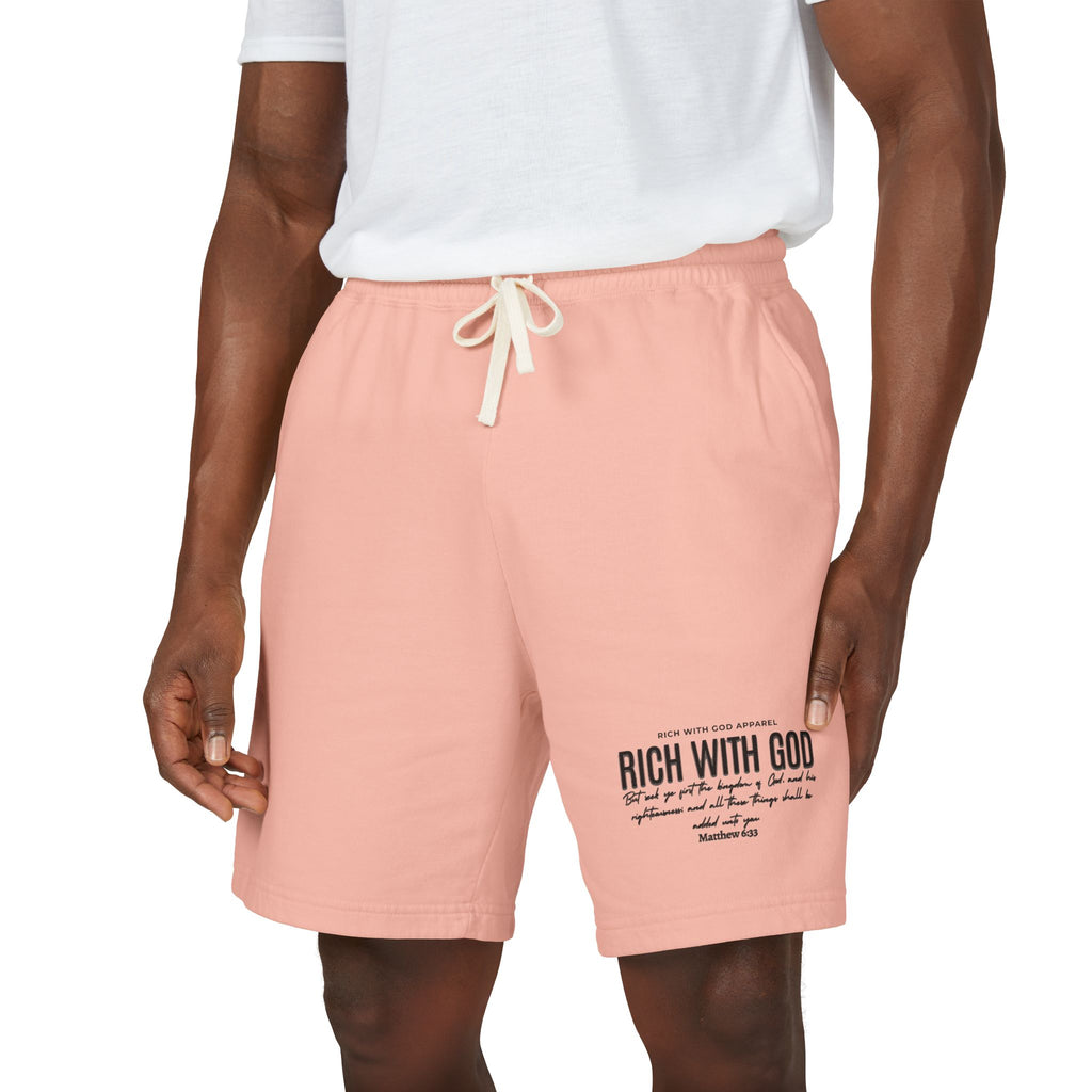 Rich With God Matthew 6:33 Unisex Garment-Dyed Lightweight Fleece Sweat Shorts