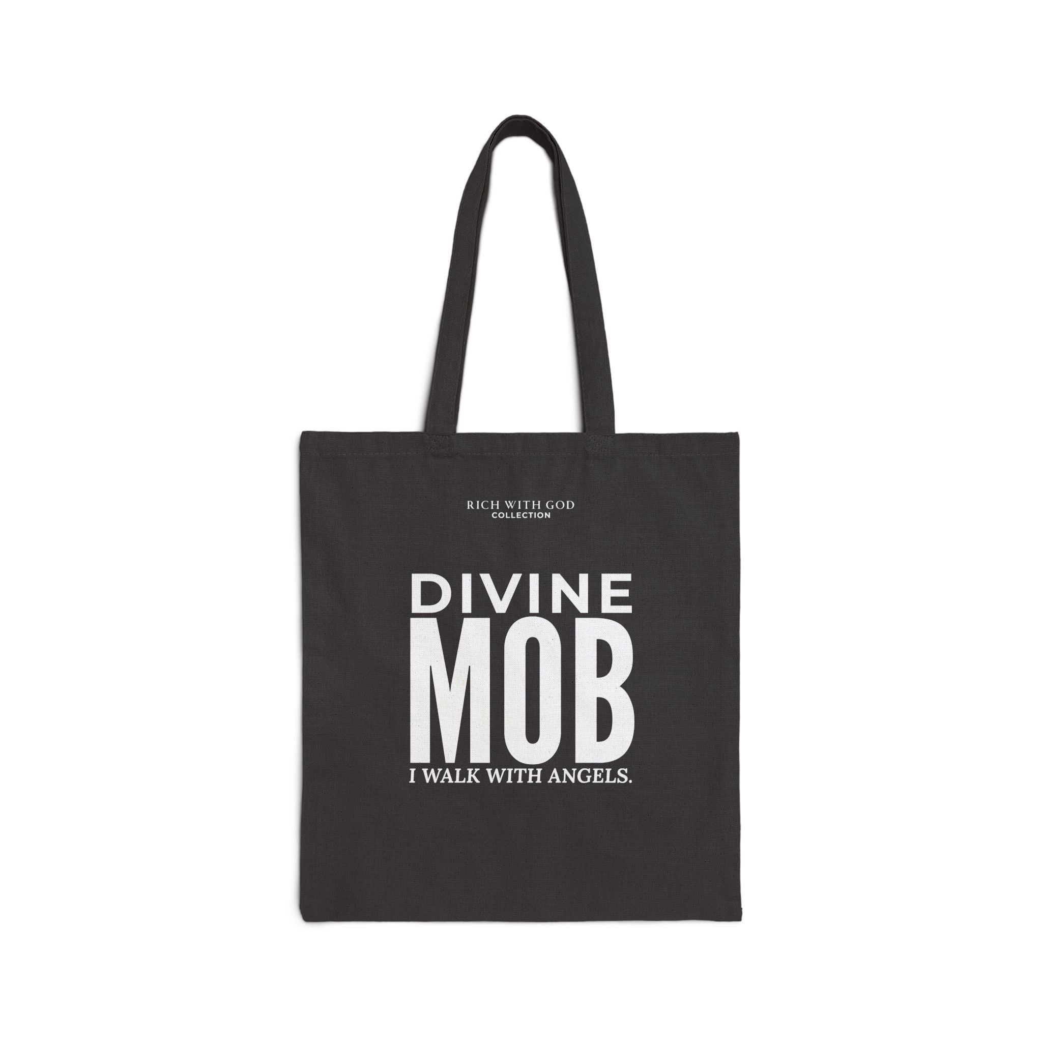 Divine Mob Black Cotton Canvas Tote Bag