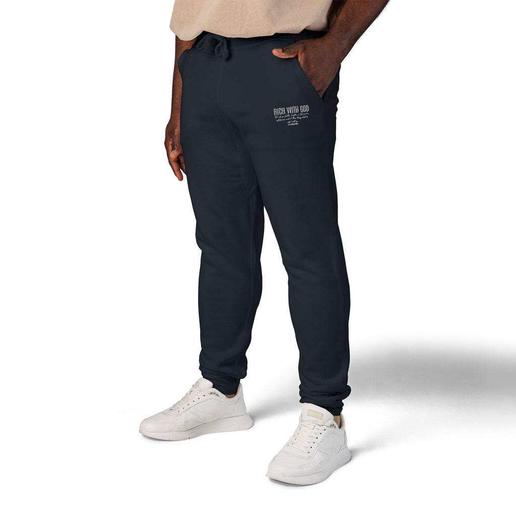 Rich With God Matthew 6:33 Unisex Fleece Sweatpants (Embroidery)
