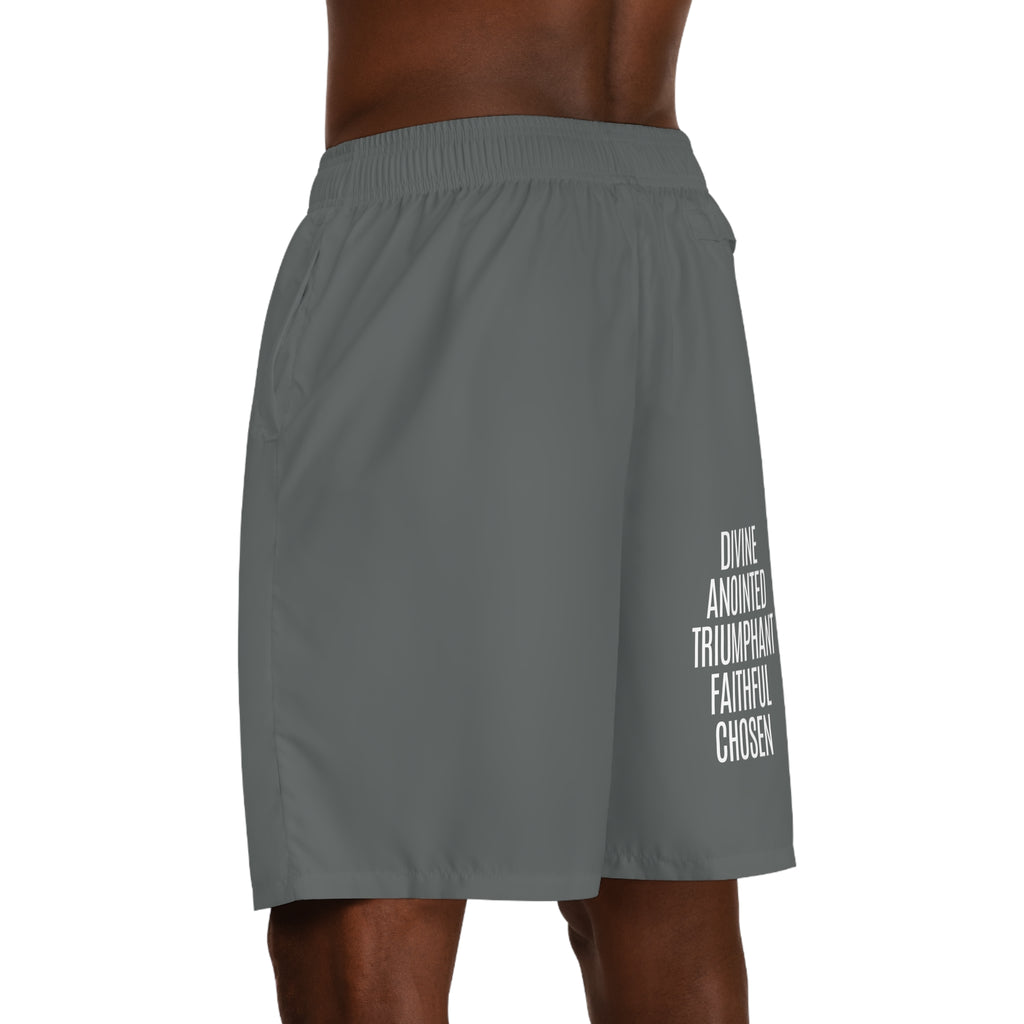 "Rich With God" Graphic Jogger Shorts (Dark Grey)