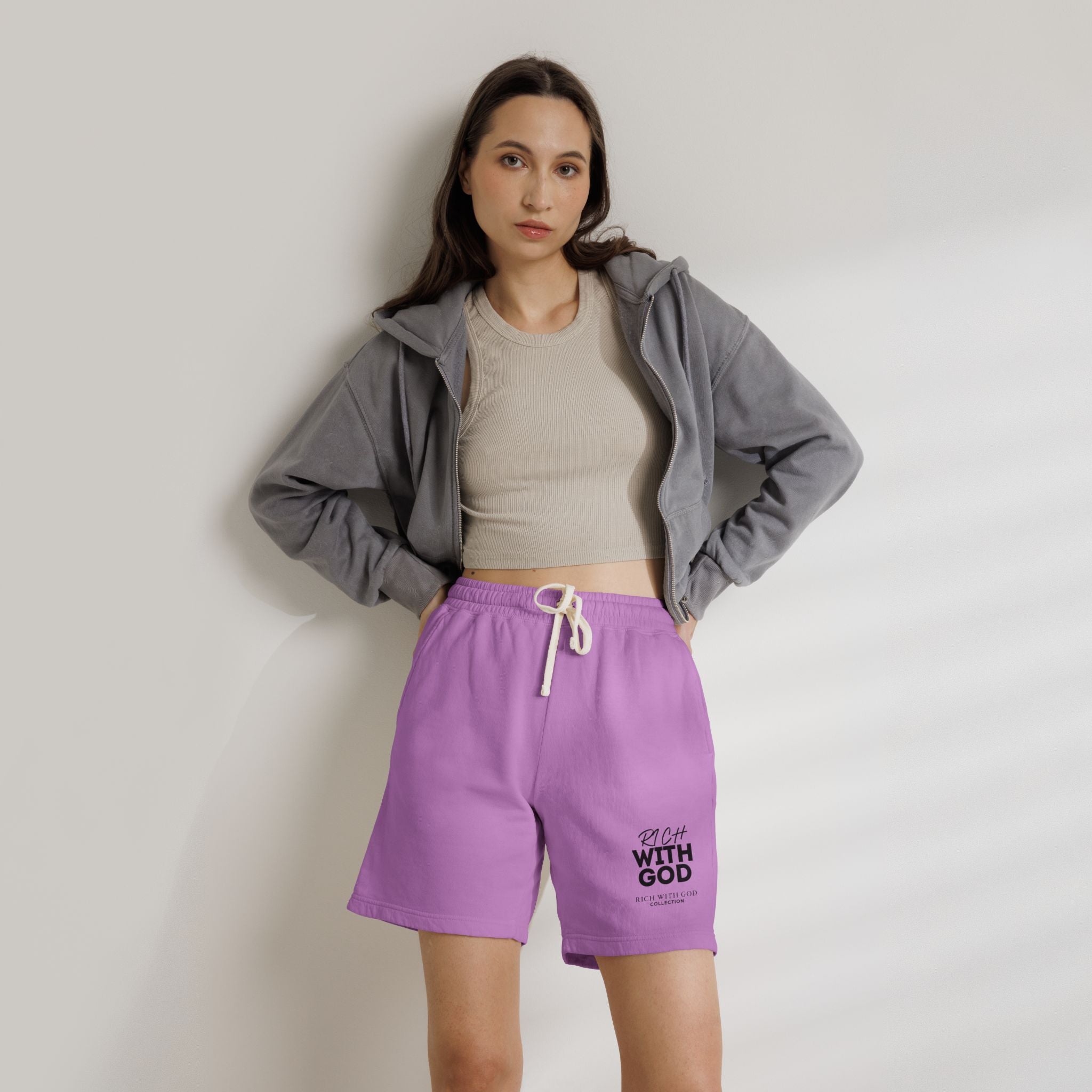Rich With God Unisex Garment-Dyed Lightweight Fleece Sweat Shorts