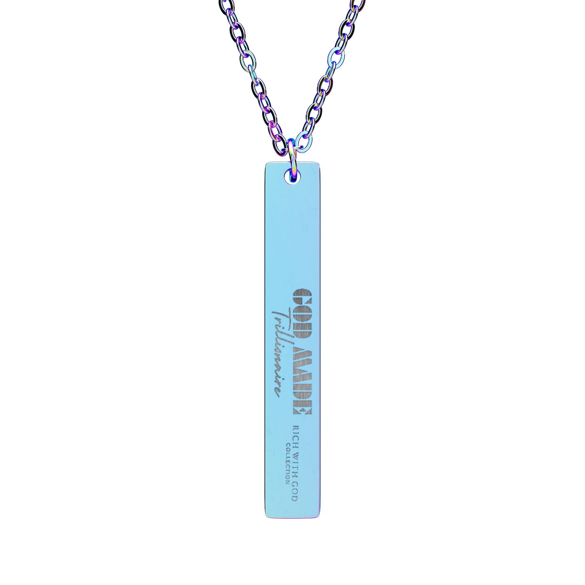 God Made Trillionaire Vertical Bar Necklace (Engraving)