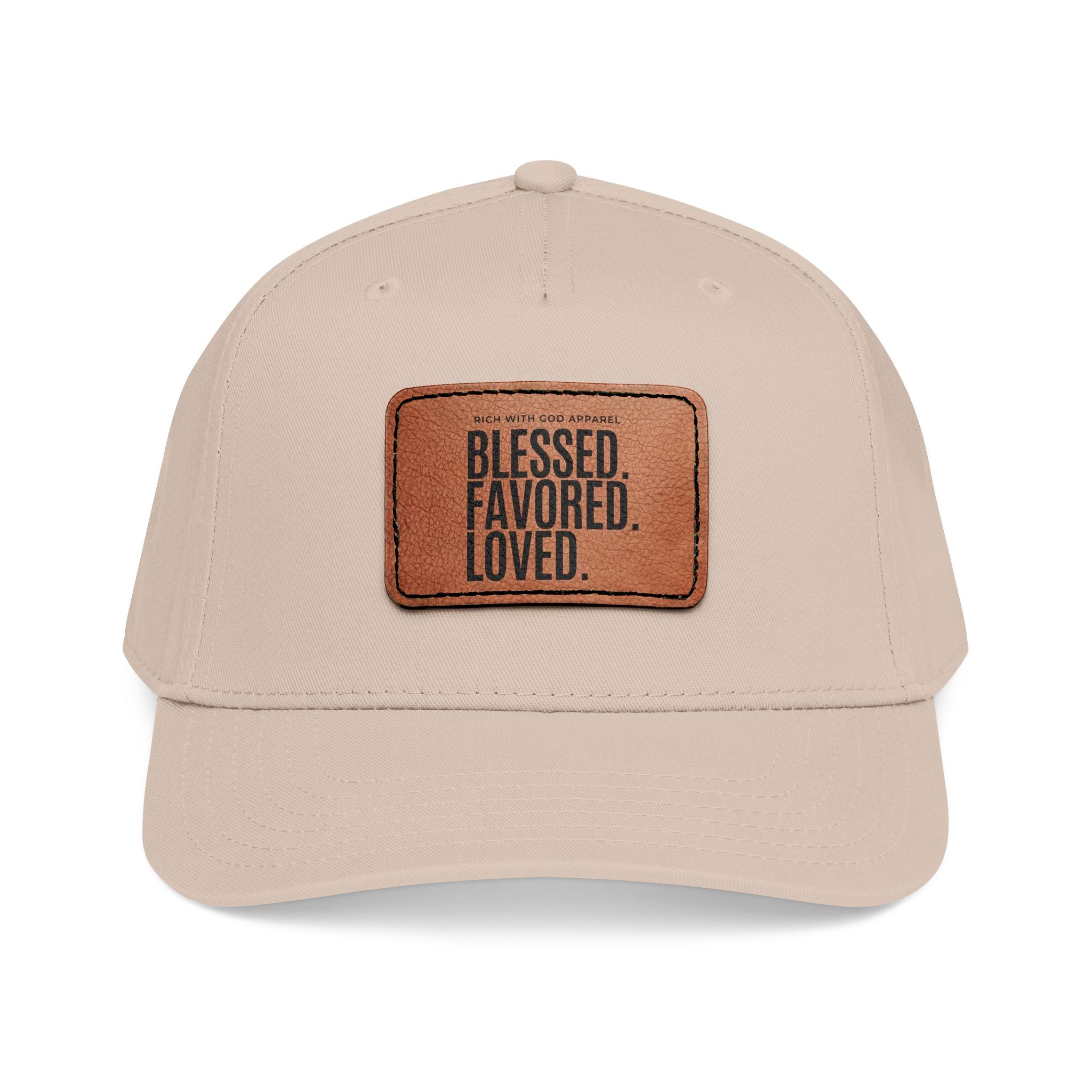 Blessed. Favored. Loved. Leather Patch Baseball Cap