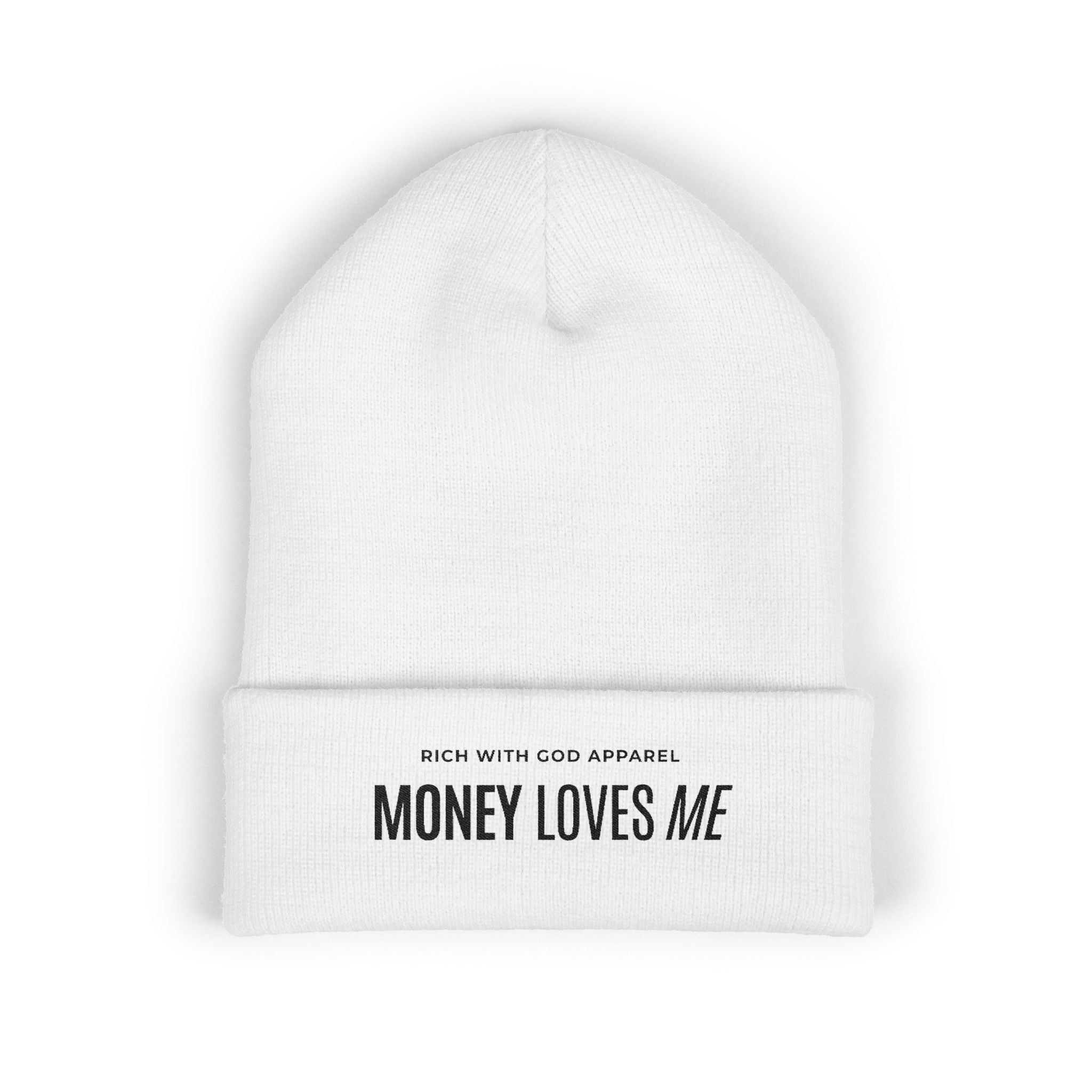 Money Loves Me Embroidered Cuffed Beanie