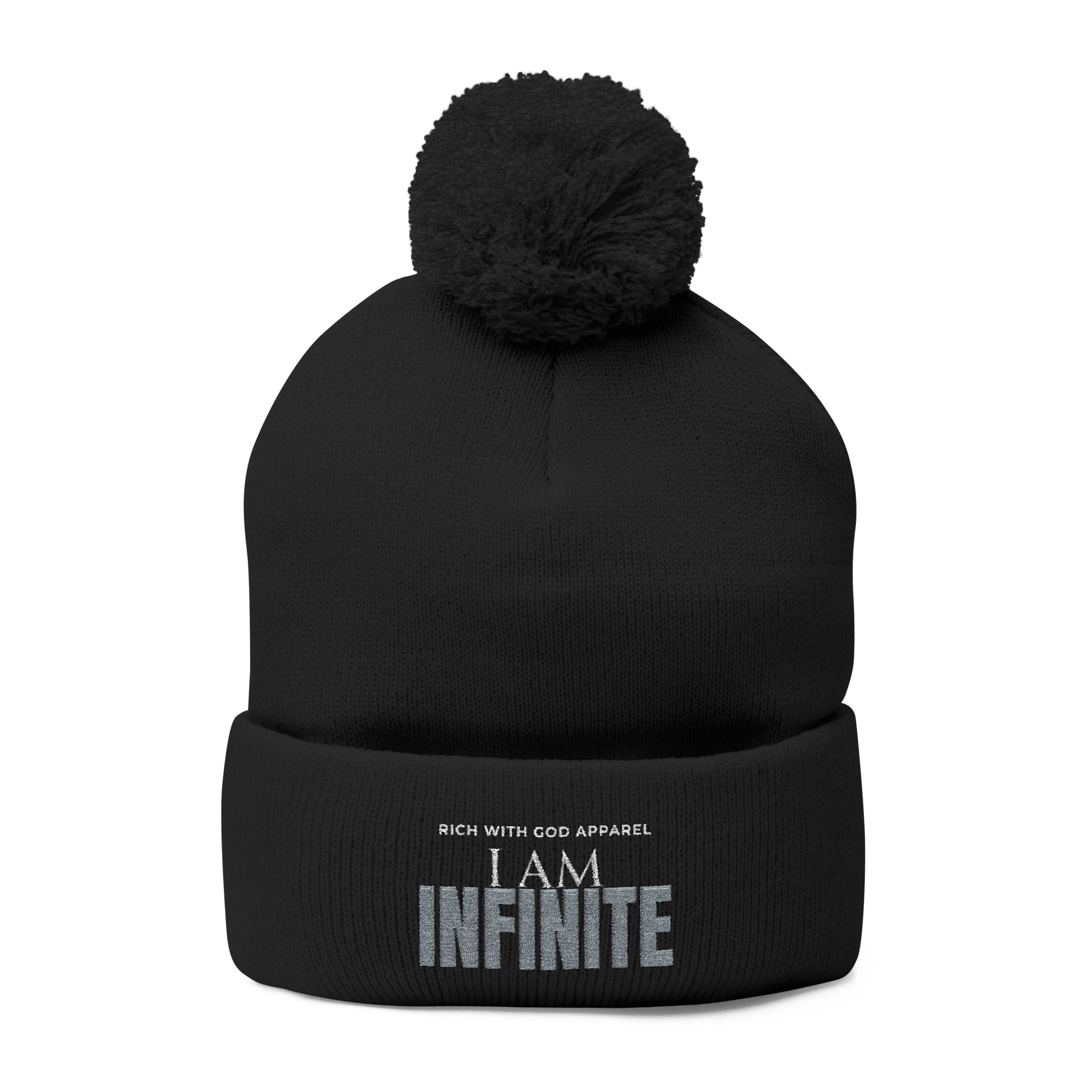I Am Infinite Embroidered Pom-Pom Beanie