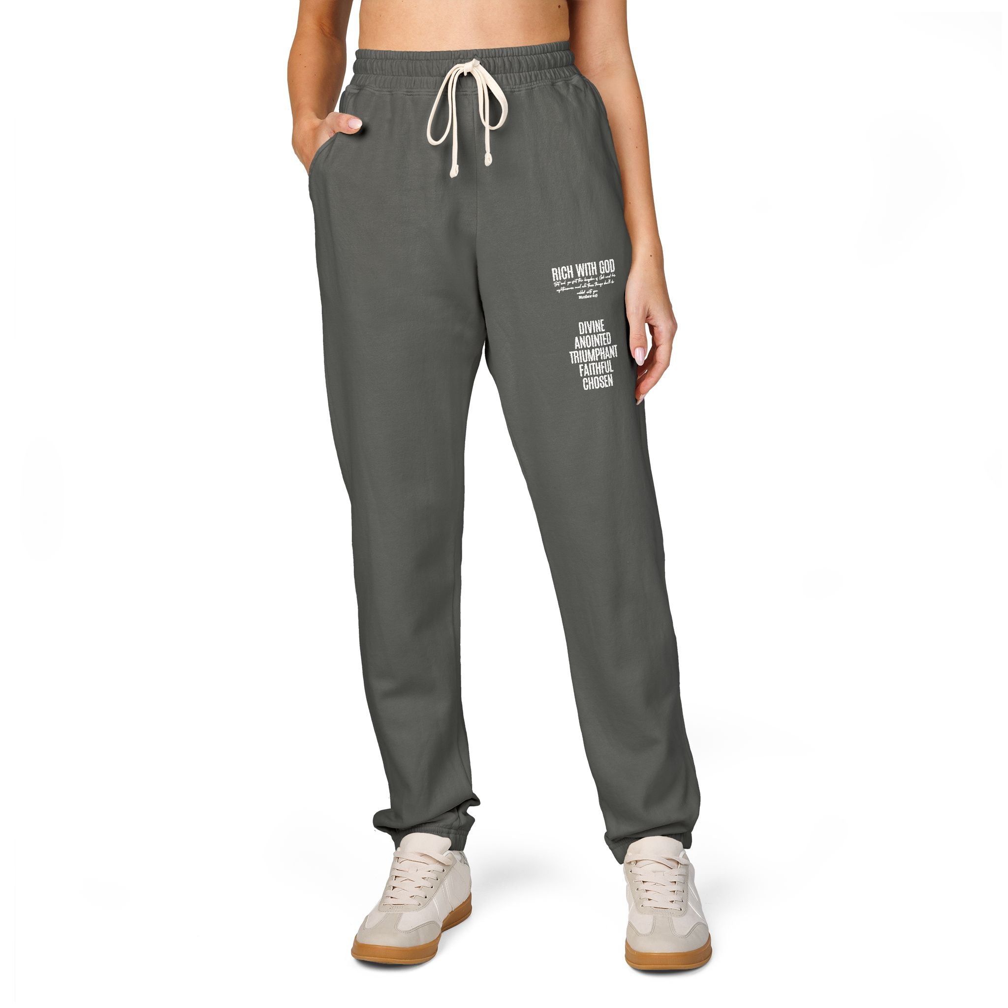 Rich With God Matthew 6:33 Graphic Fleece Sweatpants