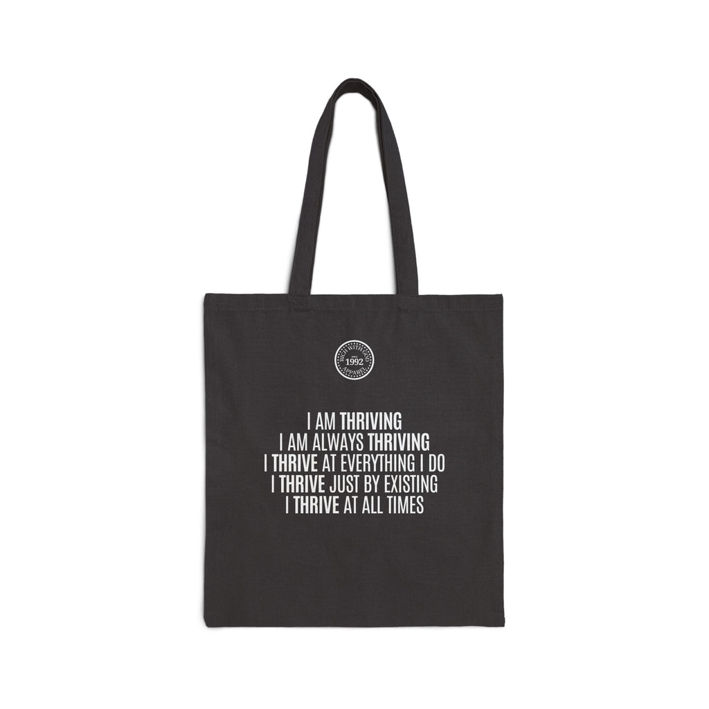 I Am Thriving Beige Cotton Canvas Tote Bag