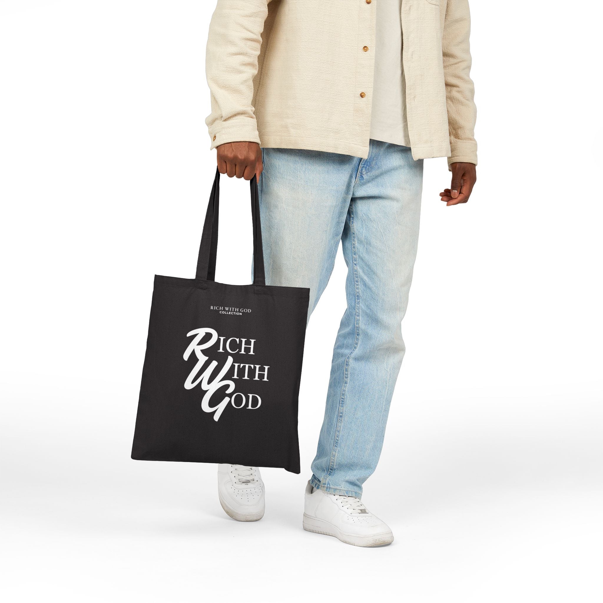 RWG – Rich With God Black Cotton Canvas Tote Bag