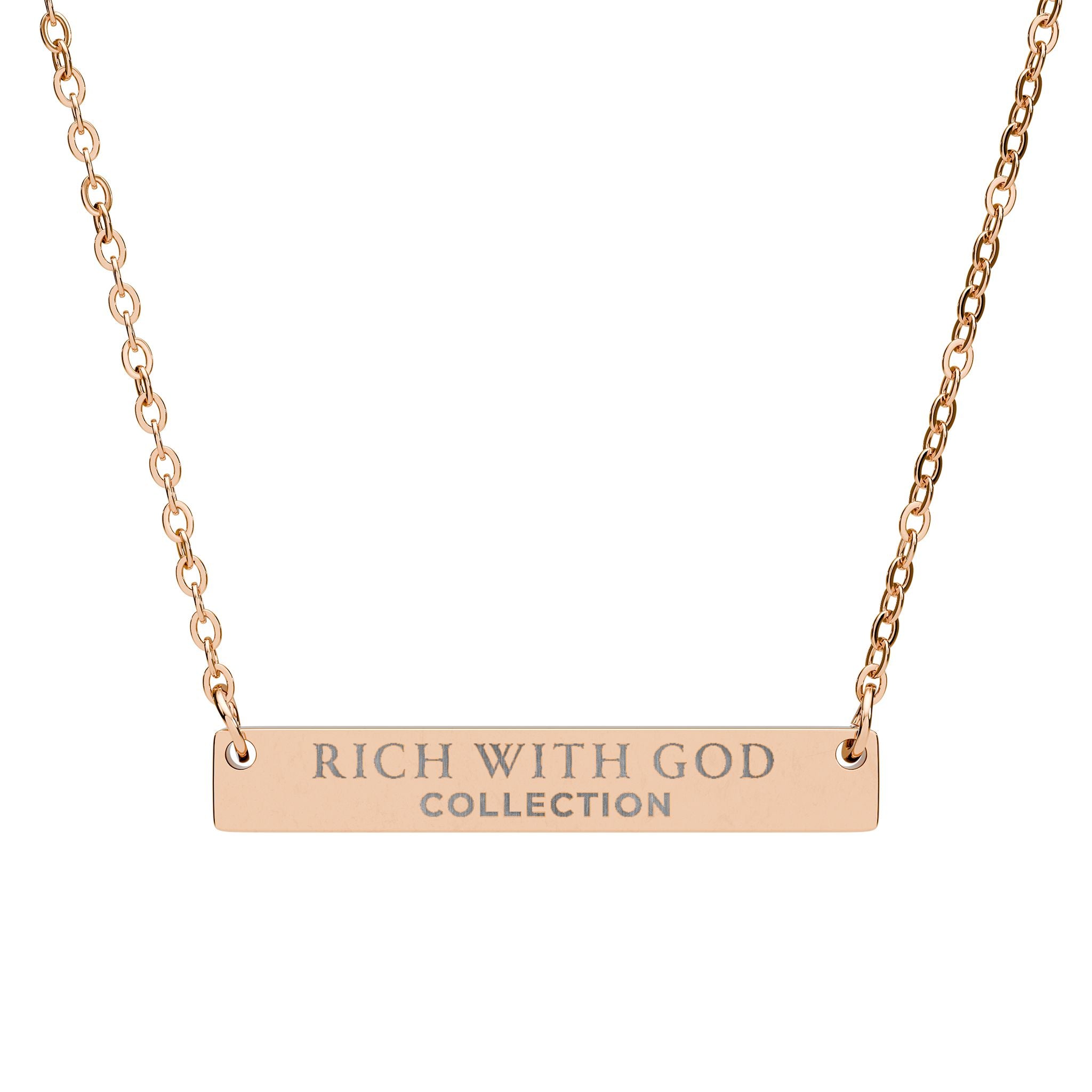 Rich With God Horizontal Bar Necklace (Engraving)