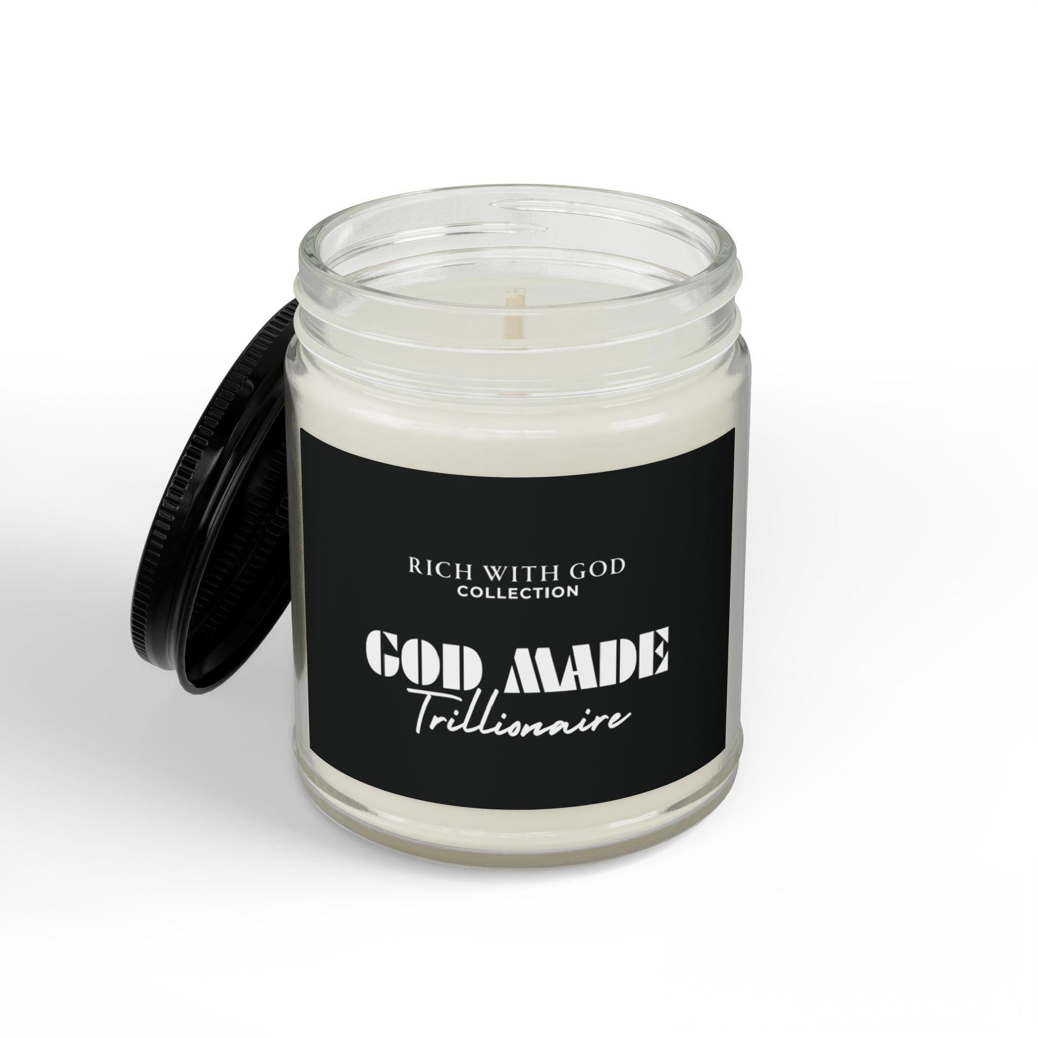 God Made Trillionaire Scented Soy Candles with Black Lid, (4 and 9oz)