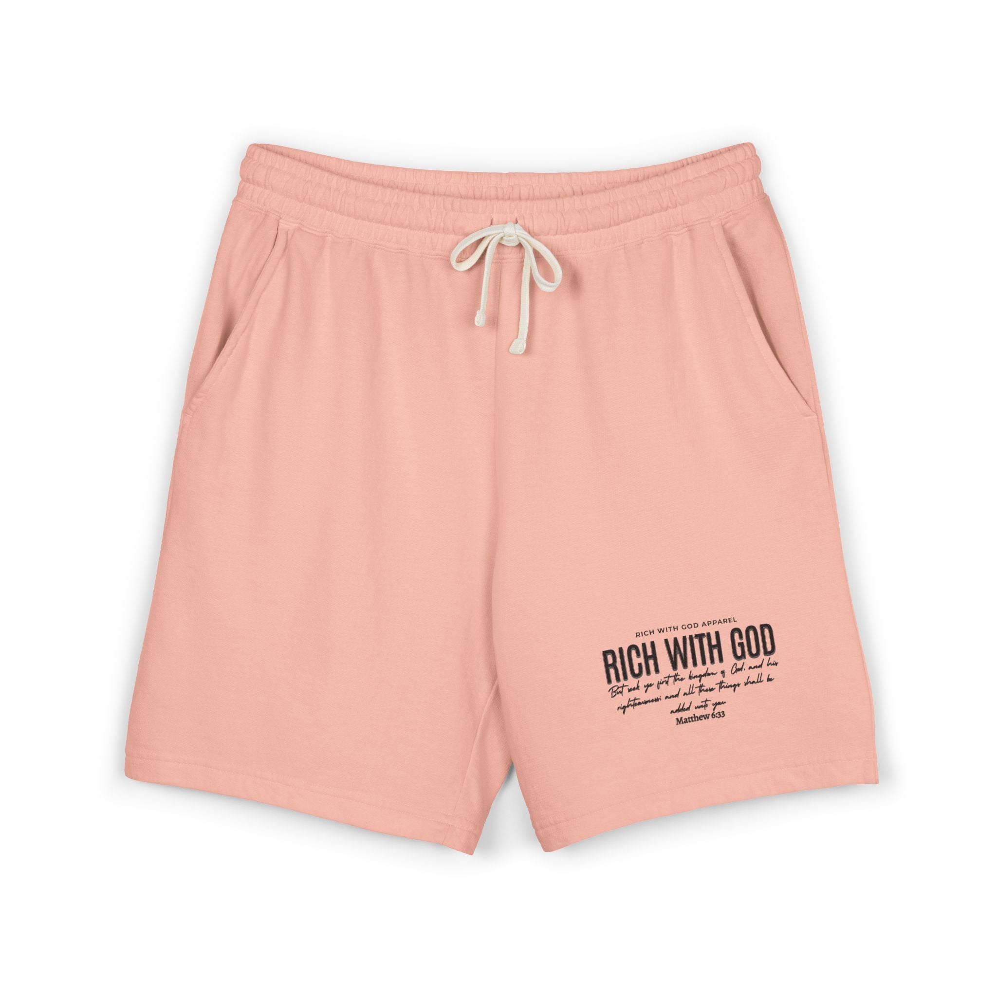 Rich With God Matthew 6:33 Unisex Garment-Dyed Lightweight Fleece Sweat Shorts
