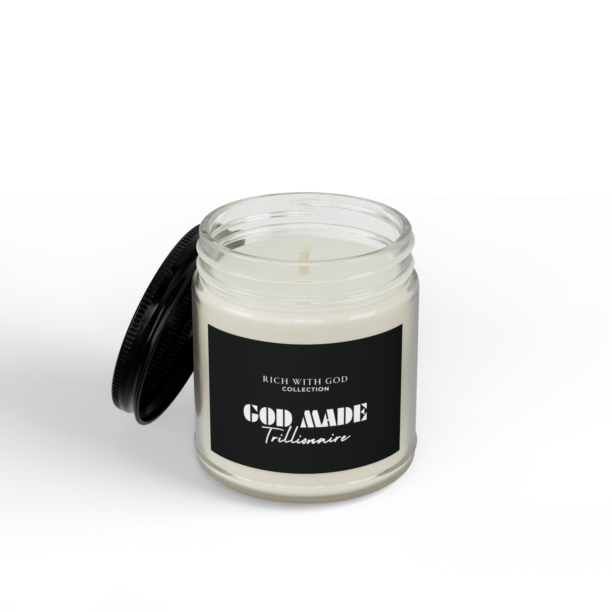 God Made Trillionaire Scented Soy Candles with Black Lid, (4 and 9oz)