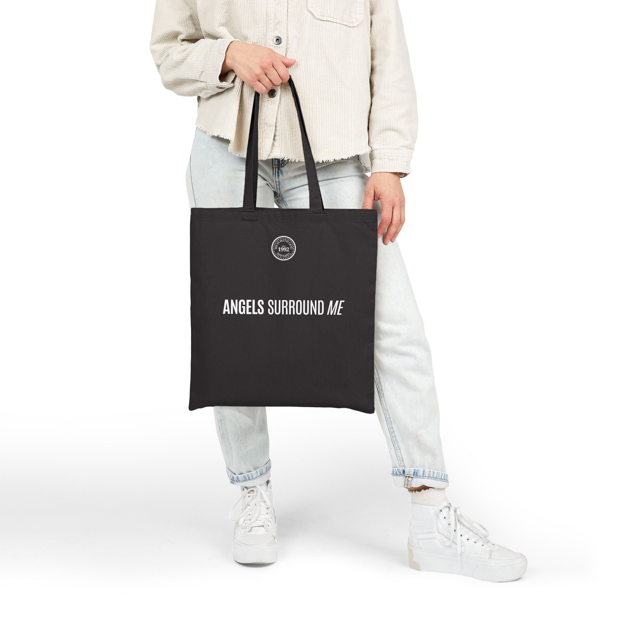 Divine Mob Black Cotton Canvas Tote Bag