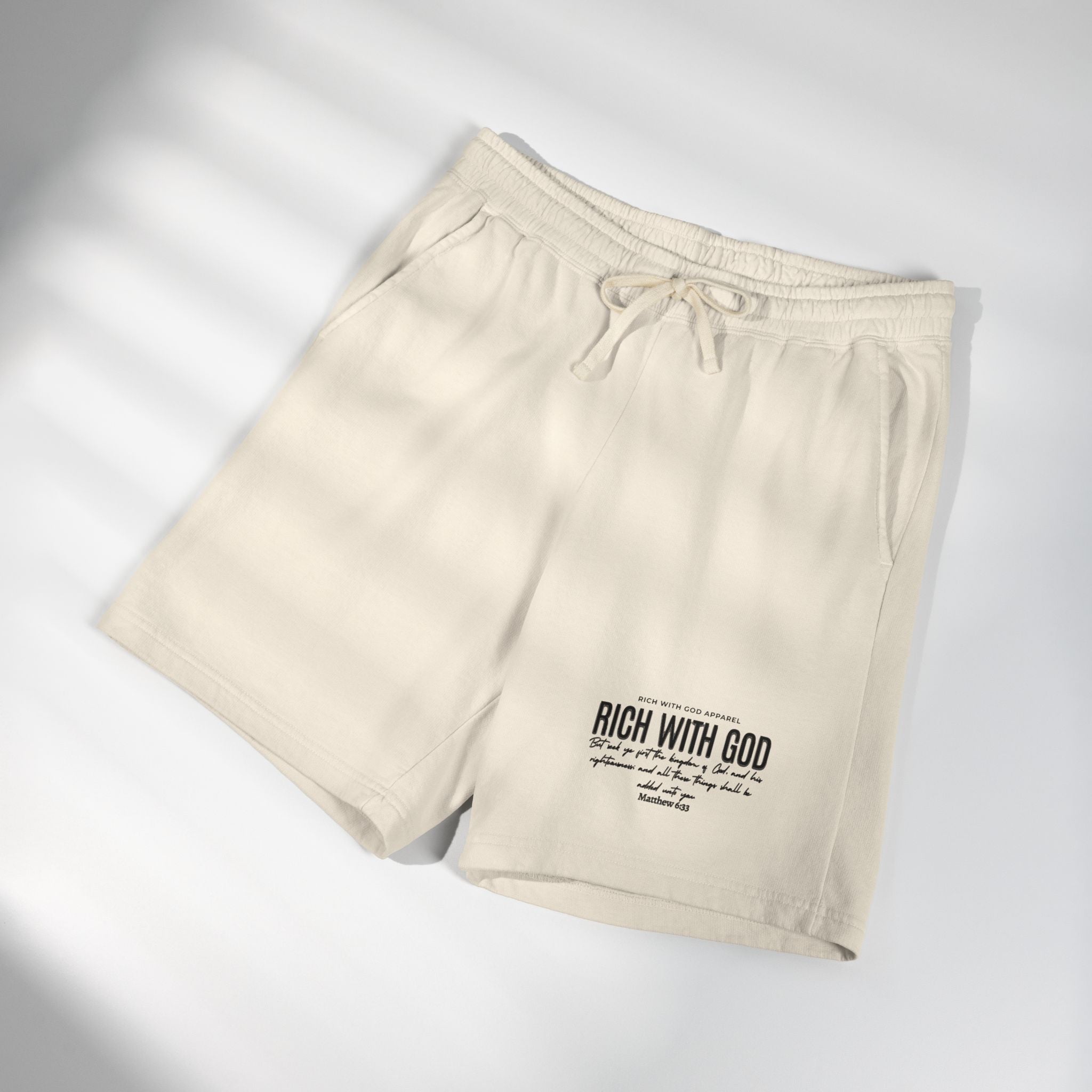Rich With God Matthew 6:33 Unisex Garment-Dyed Lightweight Fleece Sweat Shorts